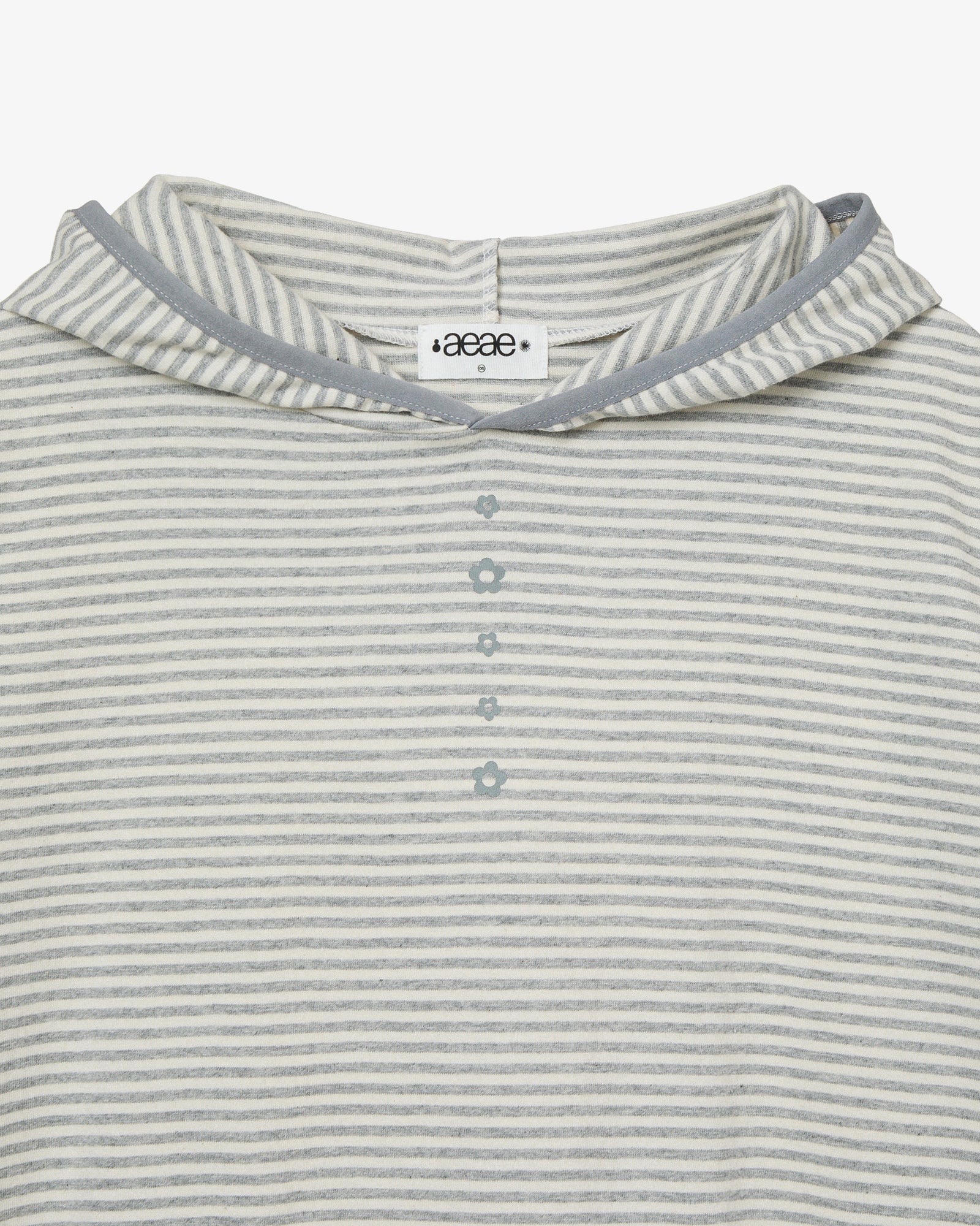 STRIPE HALF SLEEVE HOODIE [GREY]