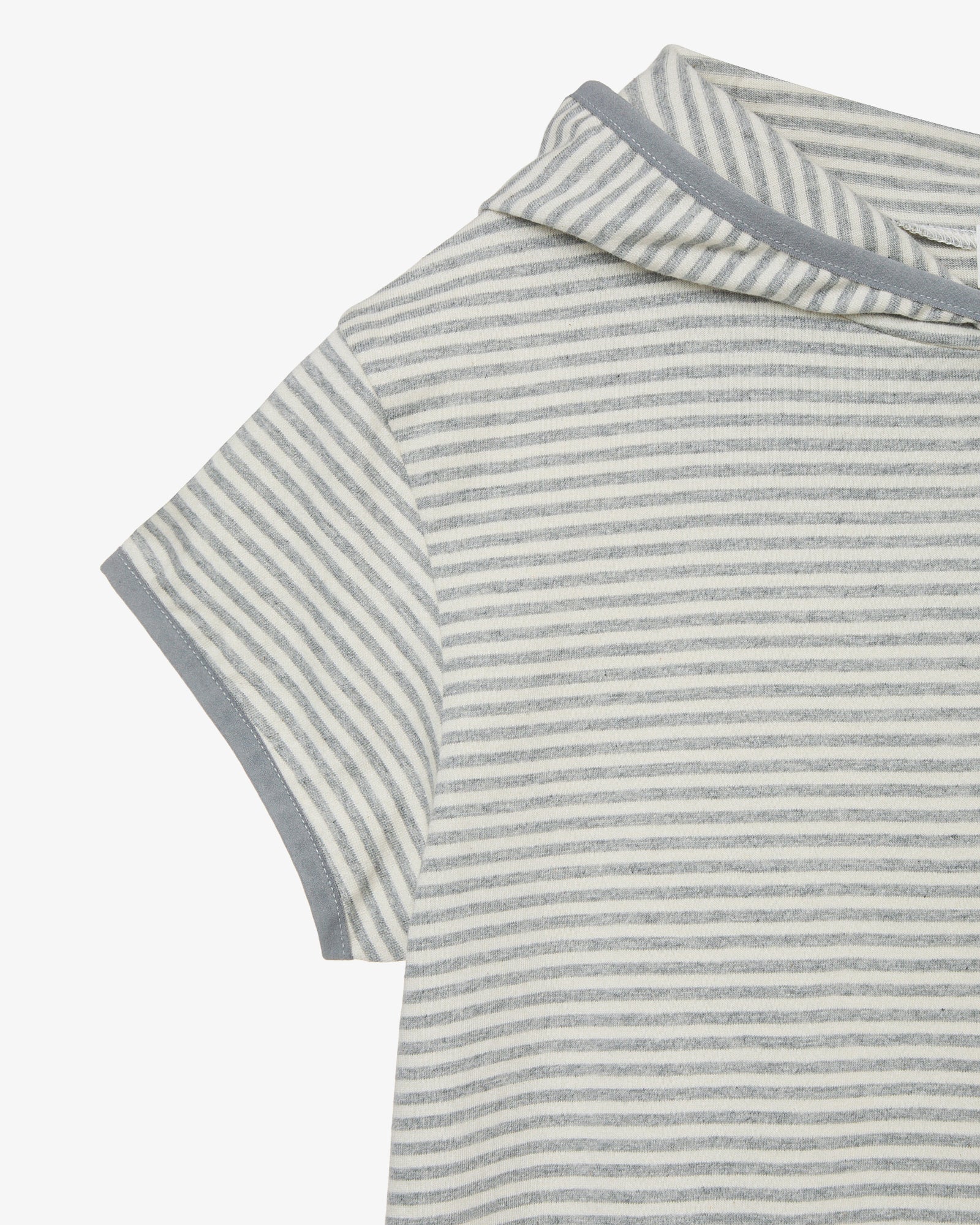 STRIPE HALF SLEEVE HOODIE [GREY]