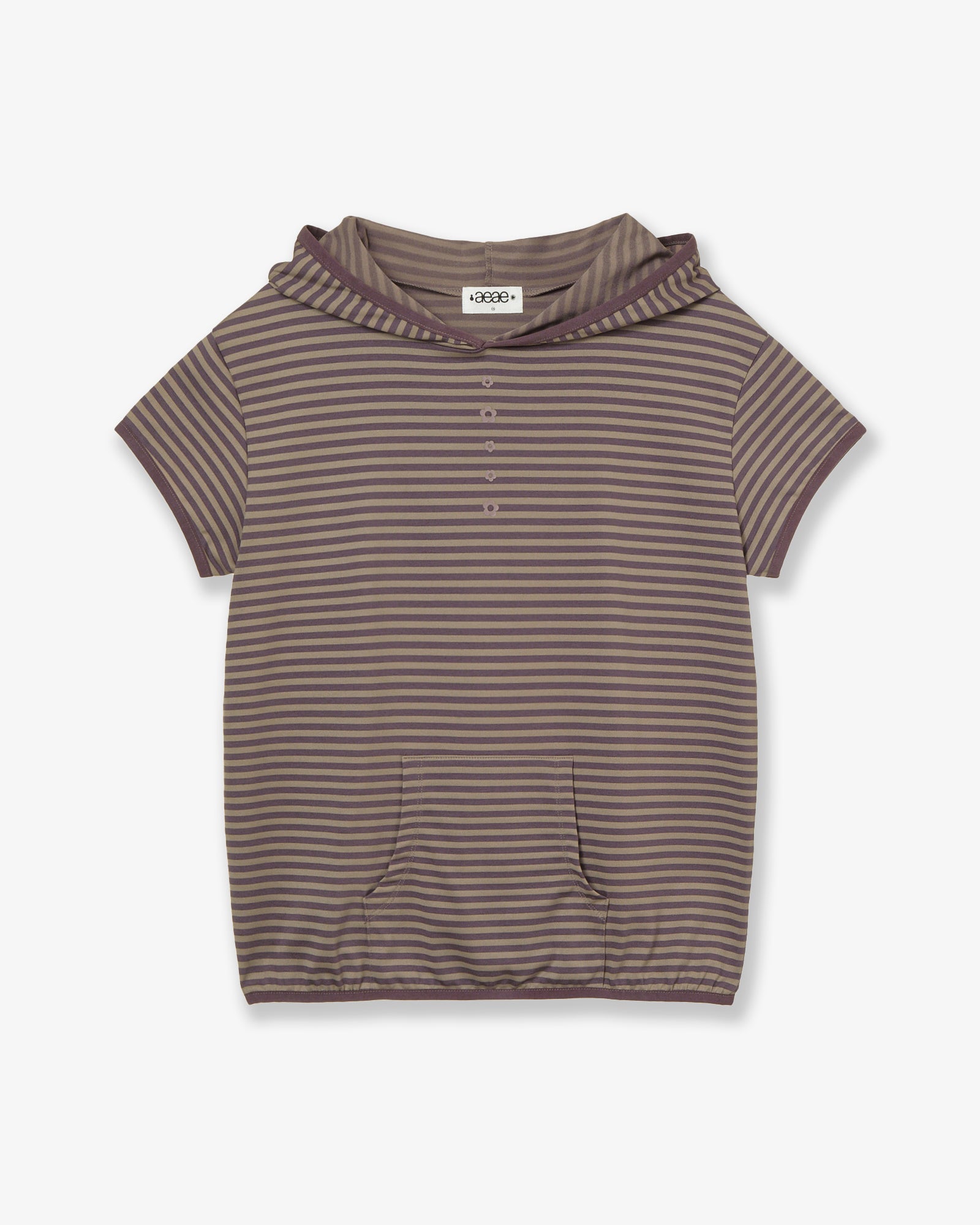 STRIPE HALF SLEEVE HOODIE [PURPLE]