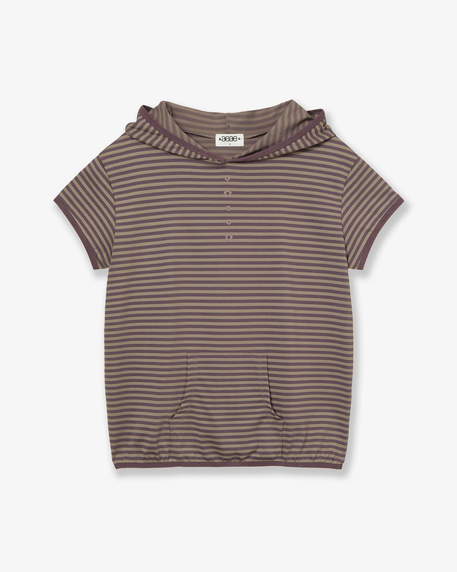 STRIPE HALF SLEEVE HOODIE [PURPLE]