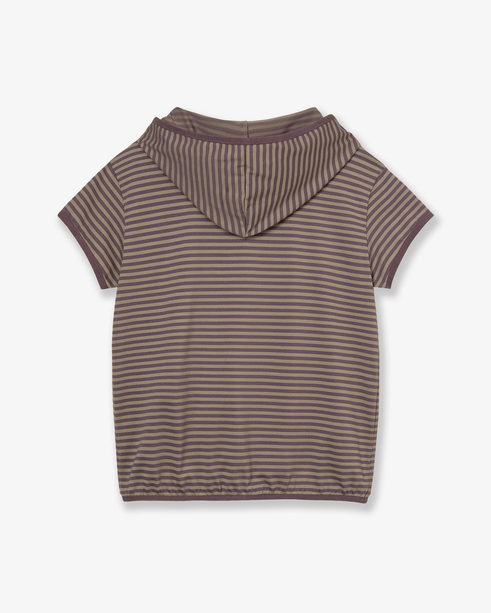 STRIPE HALF SLEEVE HOODIE [PURPLE]