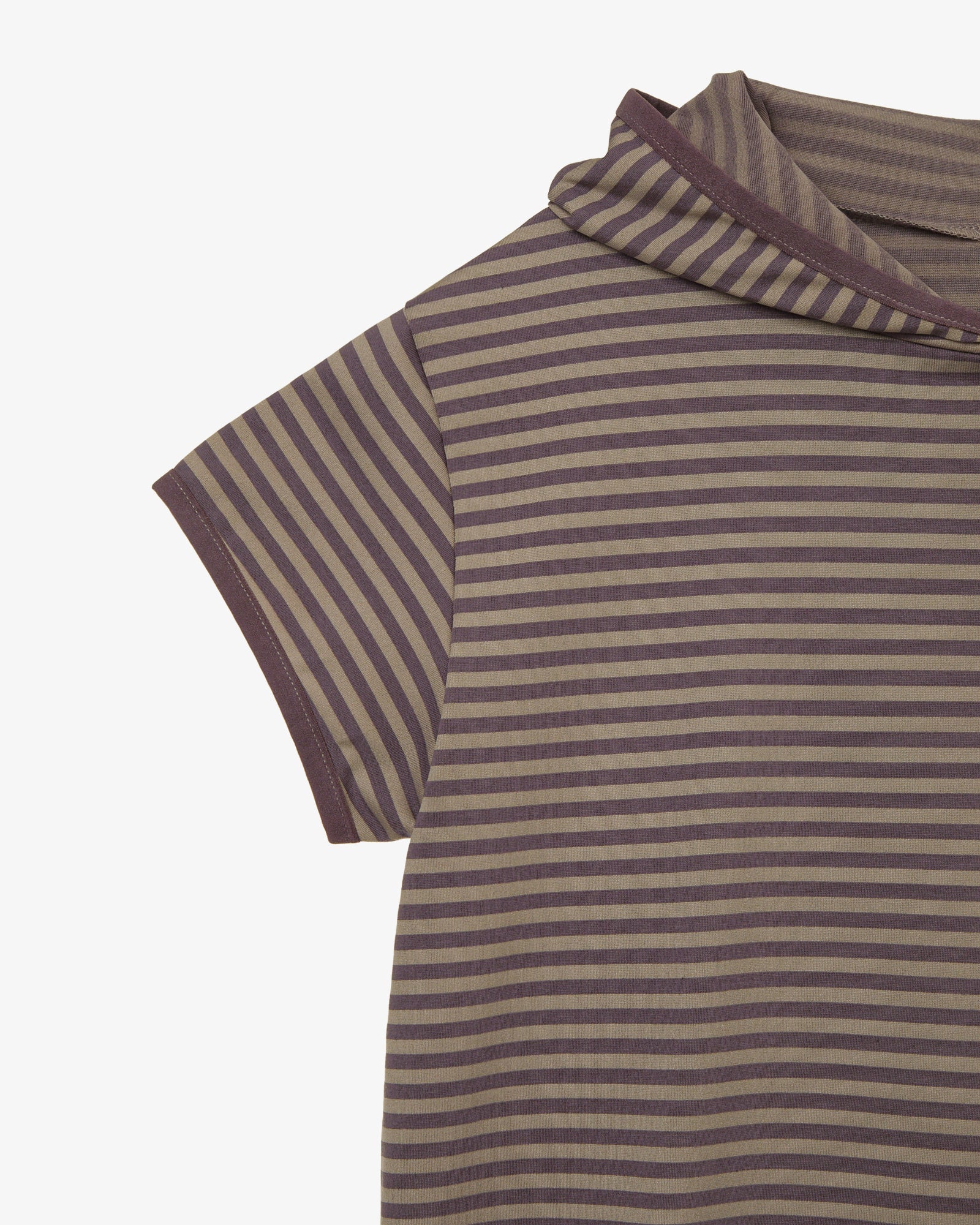 STRIPE HALF SLEEVE HOODIE [PURPLE]