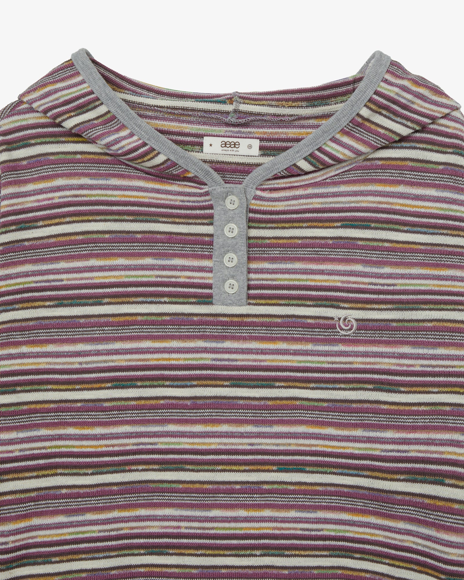 STRIPE KNIT HOODIE [PURPLE]