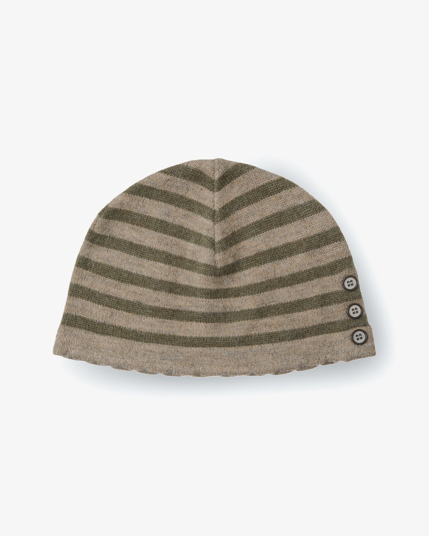 STRIPE BUTTON BEANIE [KHAKI]