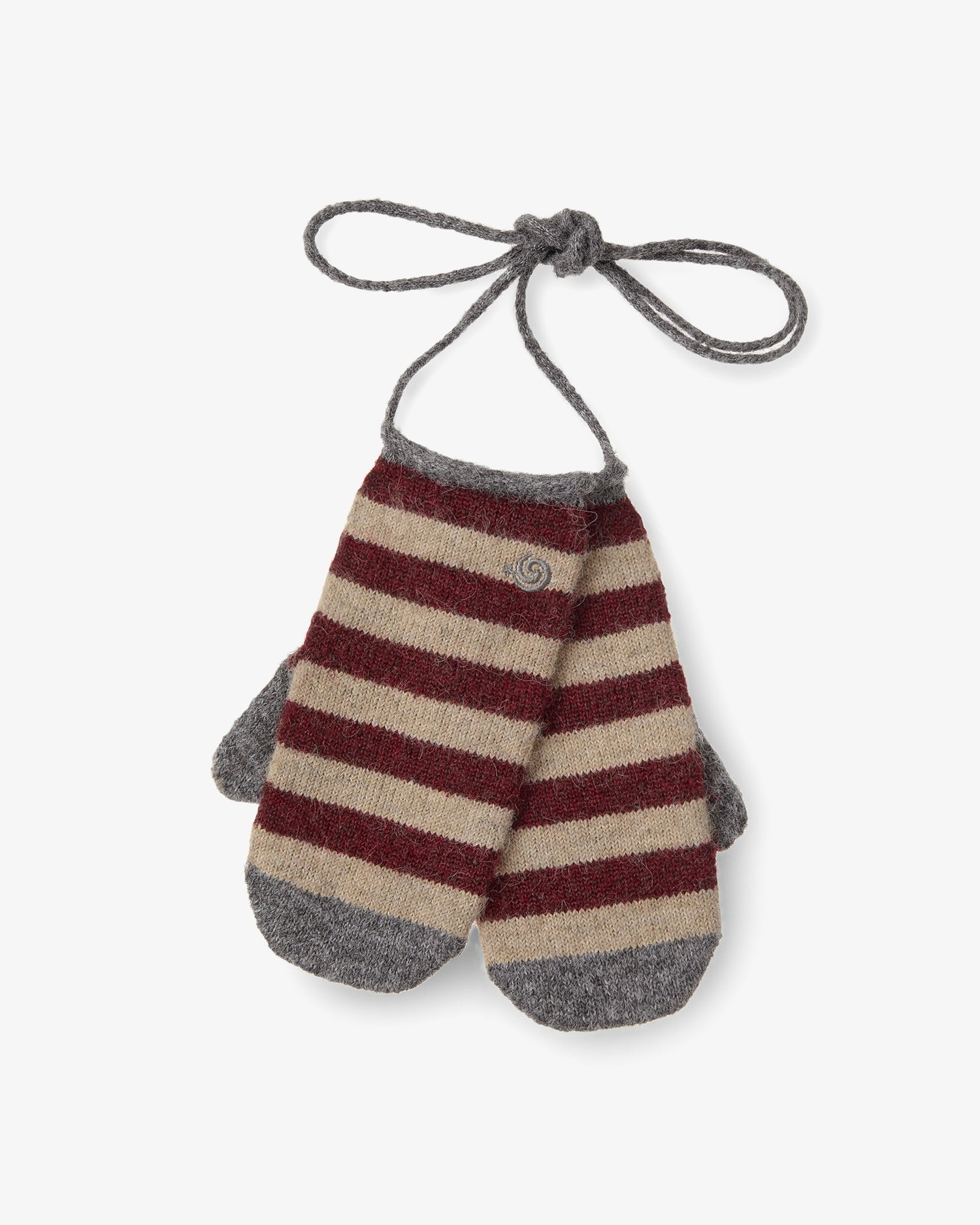 STRIPE MITTEN GLOVES [BURGUNDY］