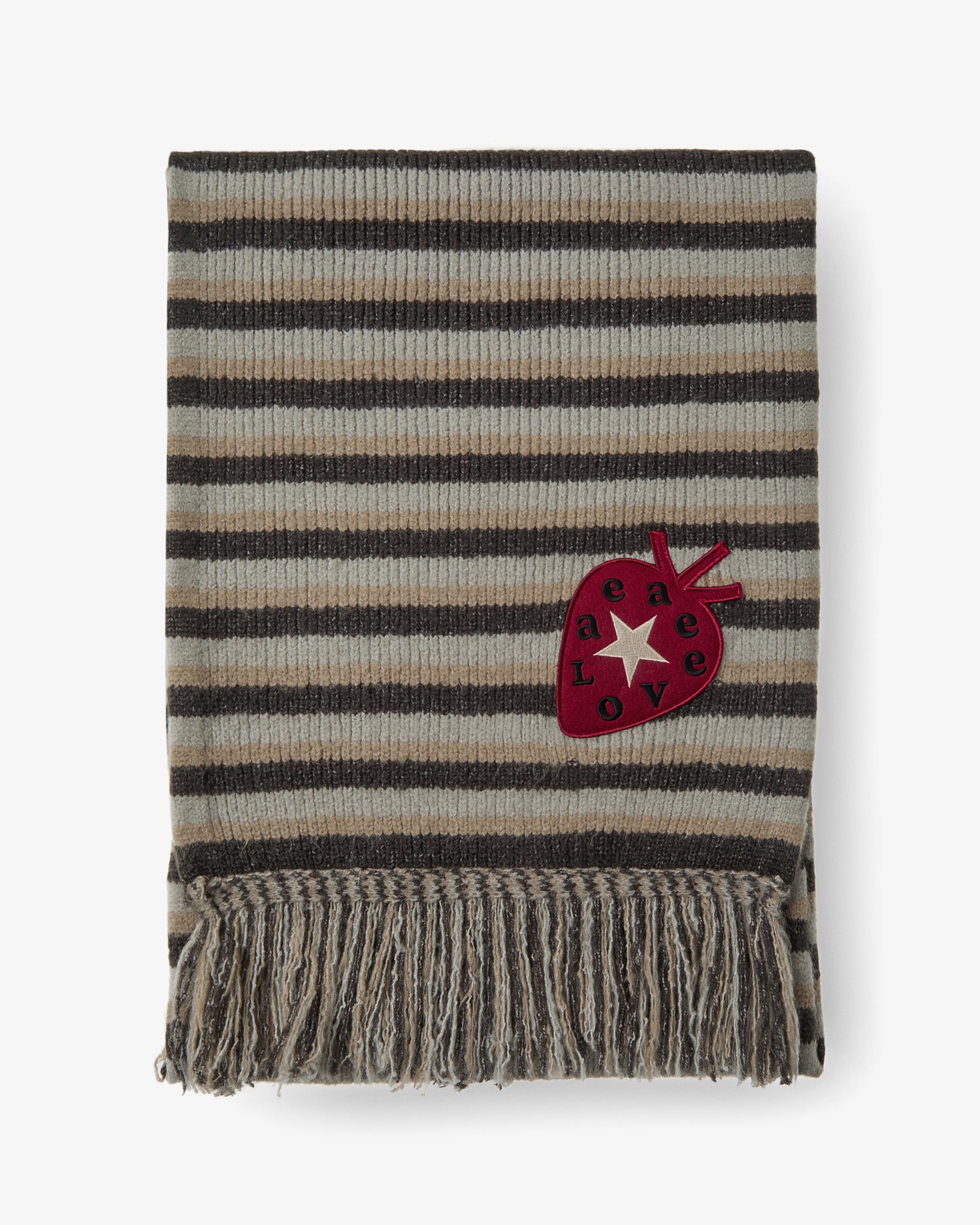 STRIPE TASSEL MUFFLER [BROWN]