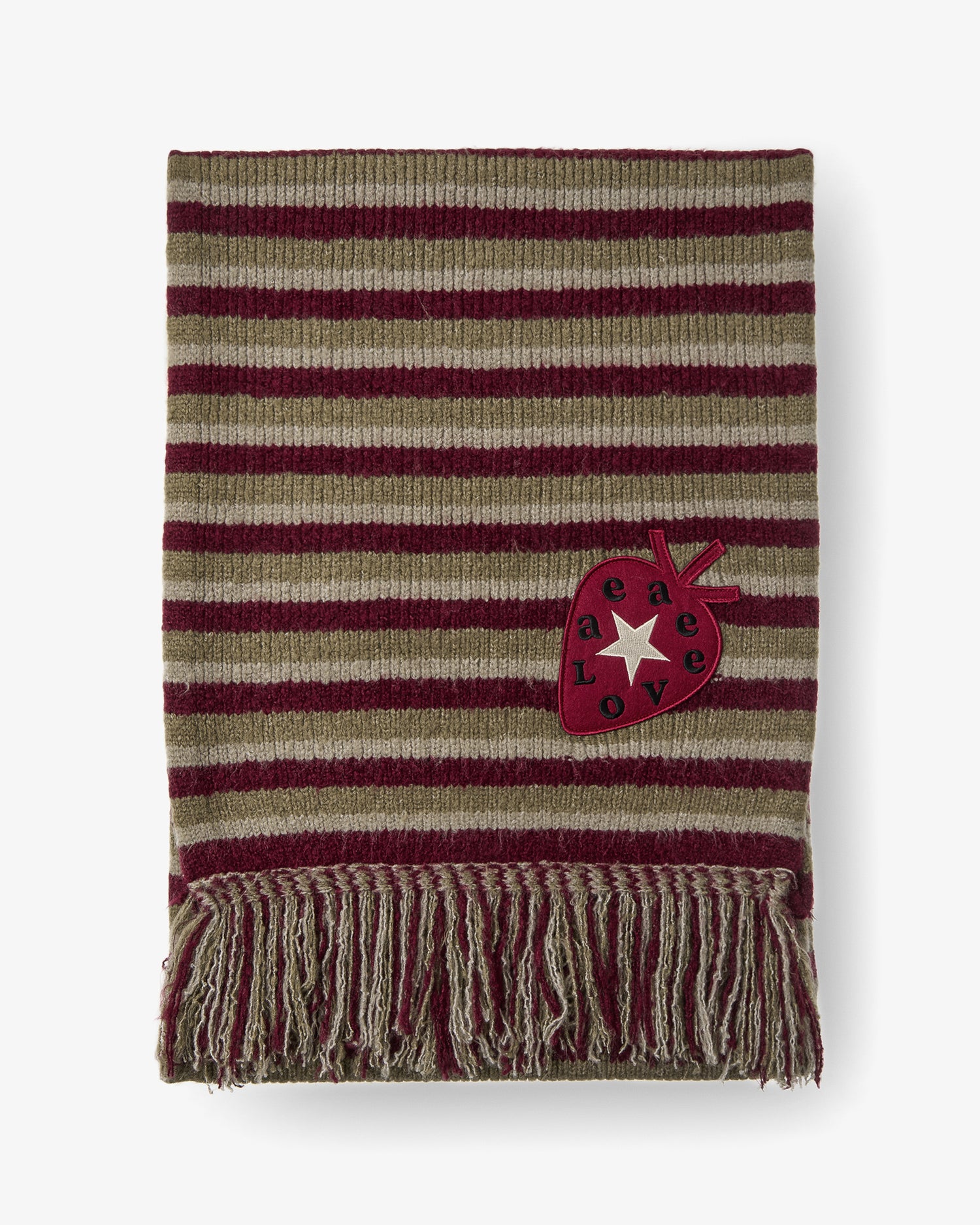 STRIPE TASSEL MUFFLER [BURGUNDY]