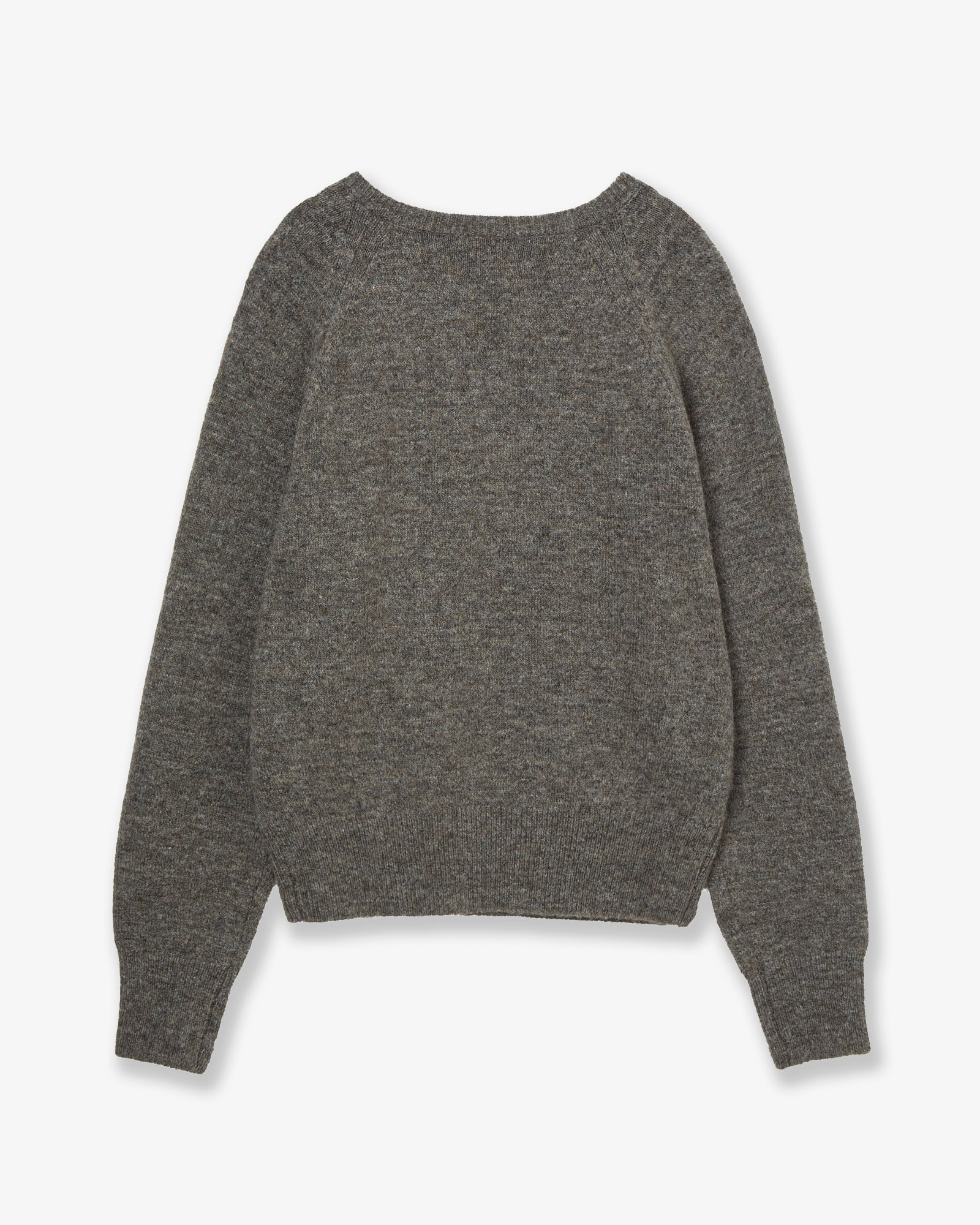 SYMBOL V NECK KNIT [MELANGE BROWN]