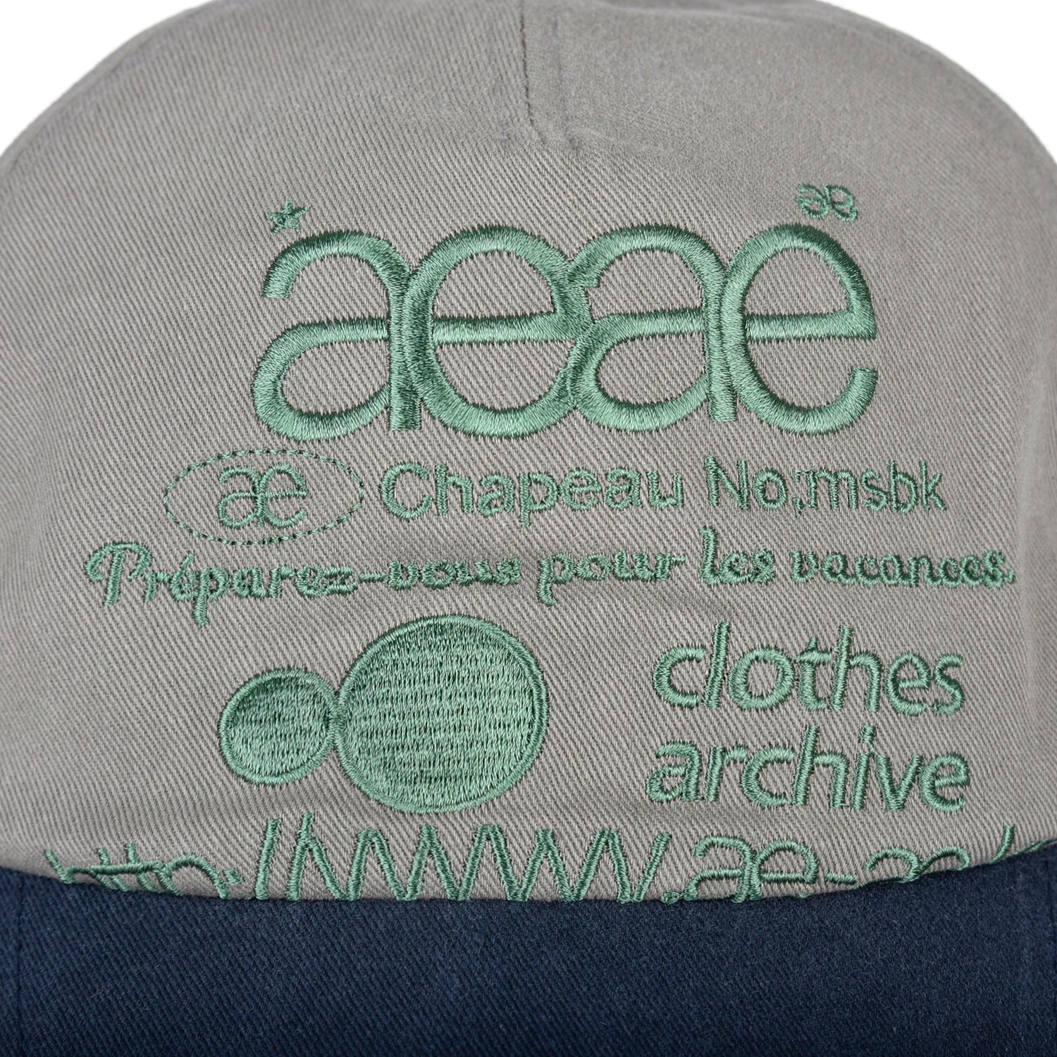 WEB LOGO 5 PANNEL BALL CAP [GREY/NAVY]