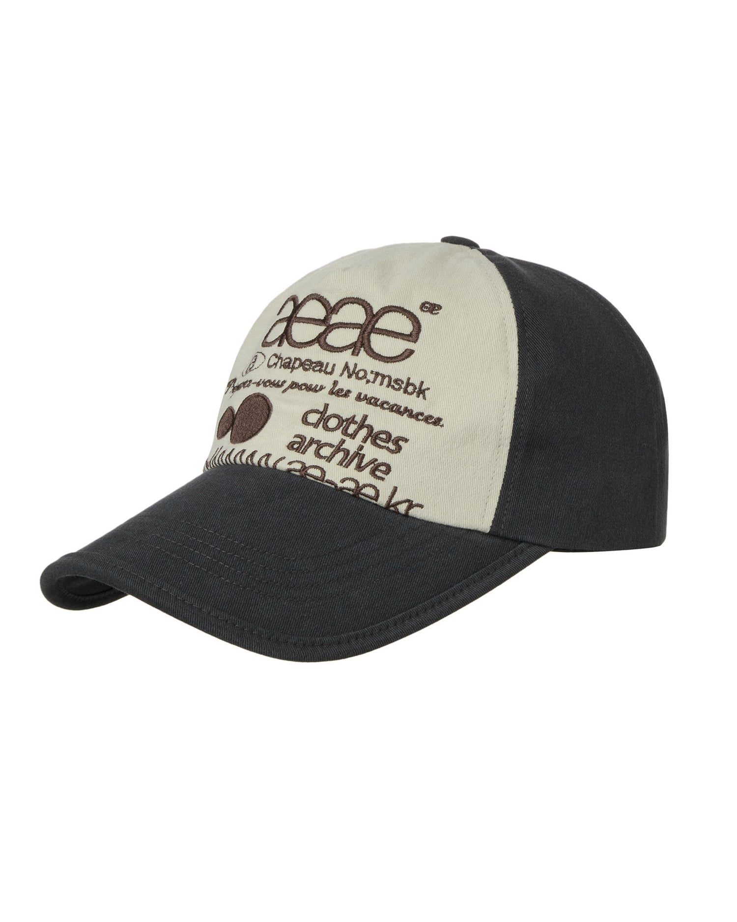 WEB LOGO 5 PANNEL BALL CAP [NAVY/IVORY]