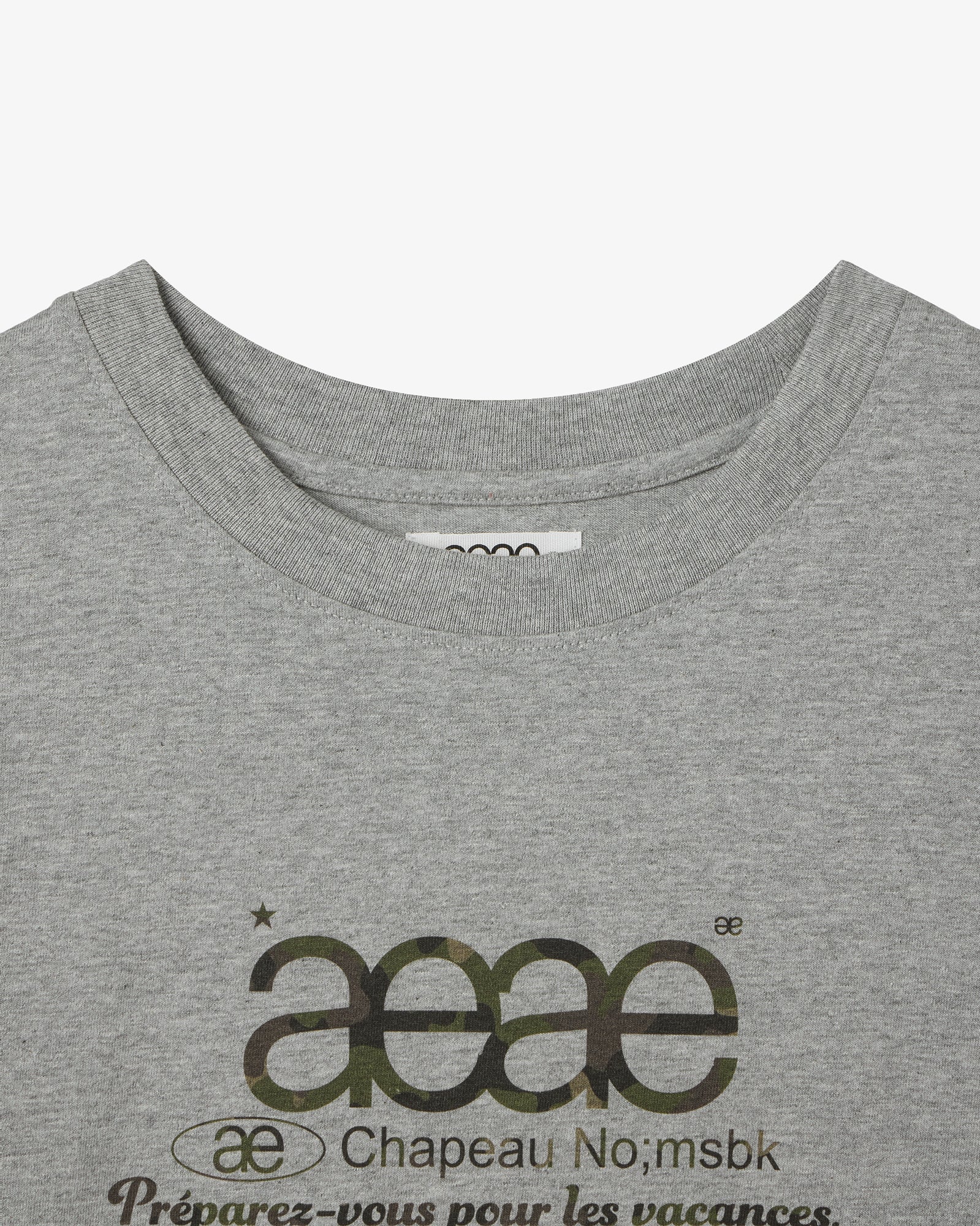 WEB LOGO CROP T-SHIRTS [MELANGE GREY/CAMO] – aeae JAPAN