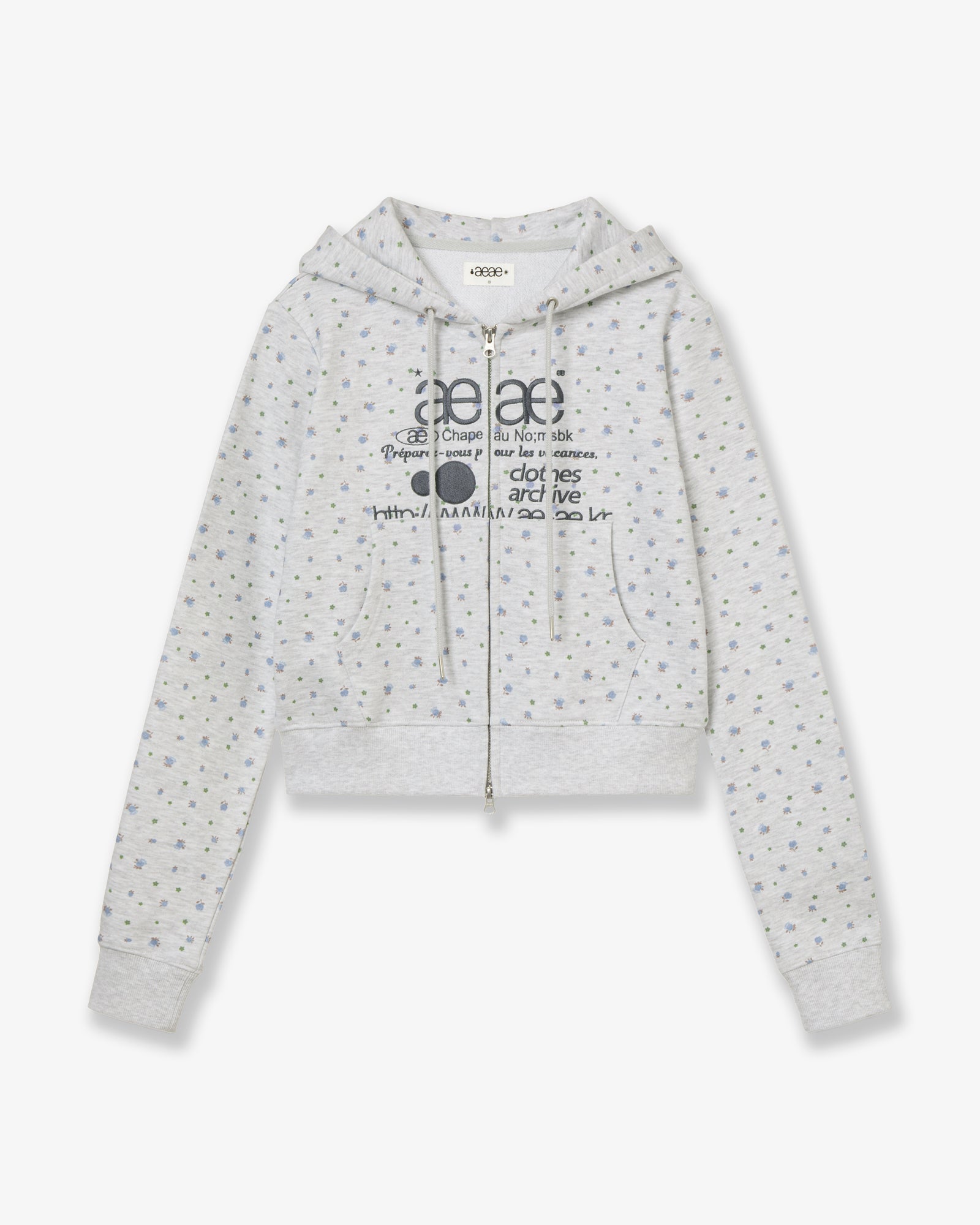 WEB LOGO FLOWER CROP HOOD ZIP-UP [BLUE]