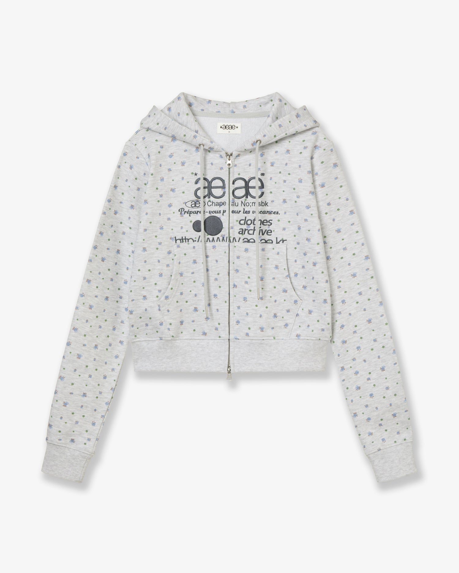 WEB LOGO FLOWER CROP HOOD ZIP-UP [BLUE]