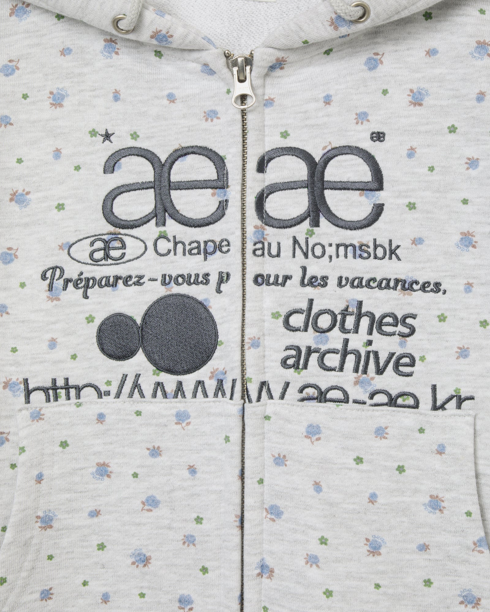 WEB LOGO FLOWER CROP HOOD ZIP-UP [BLUE]