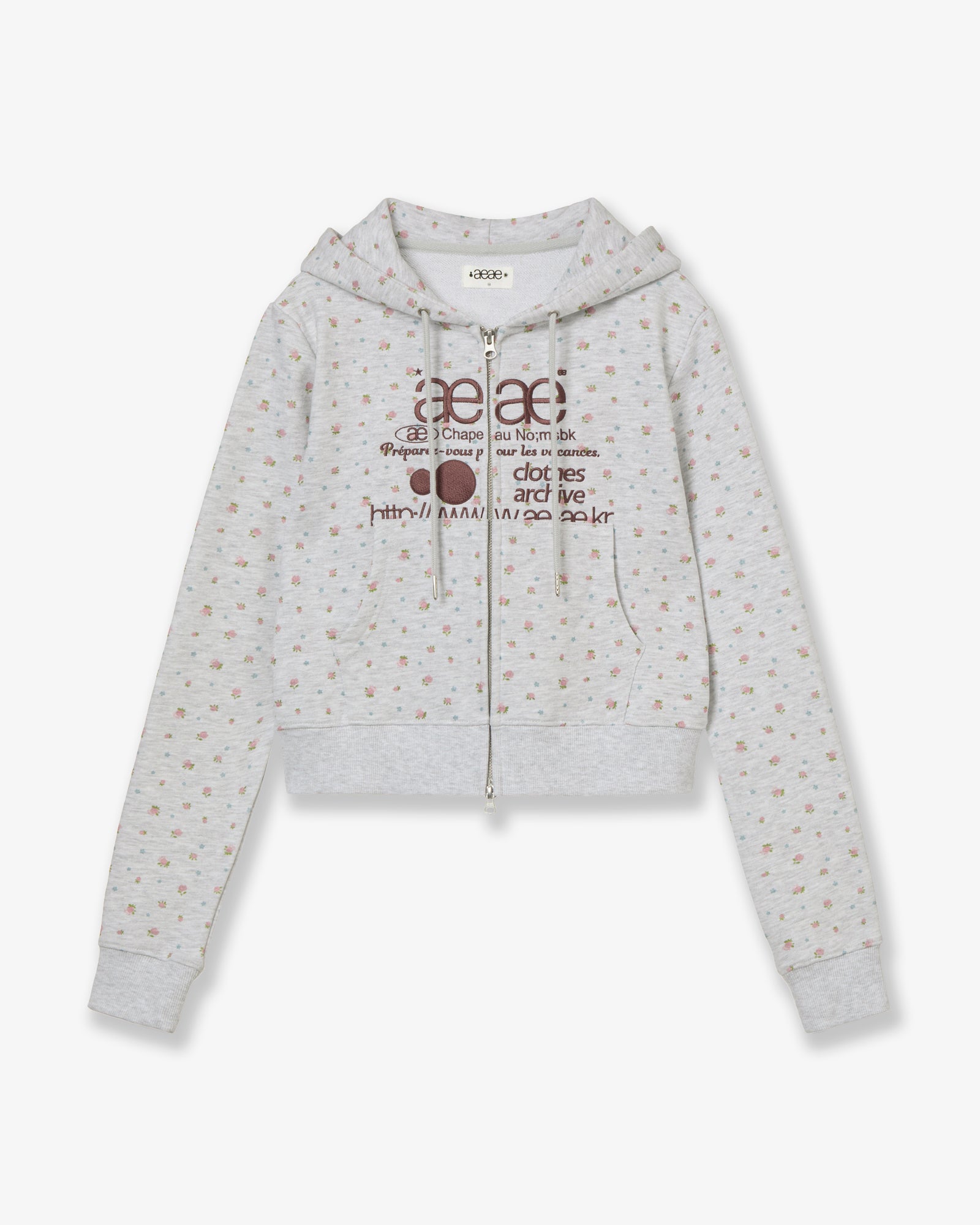 WEB LOGO FLOWER CROP HOOD ZIP-UP [PINK]