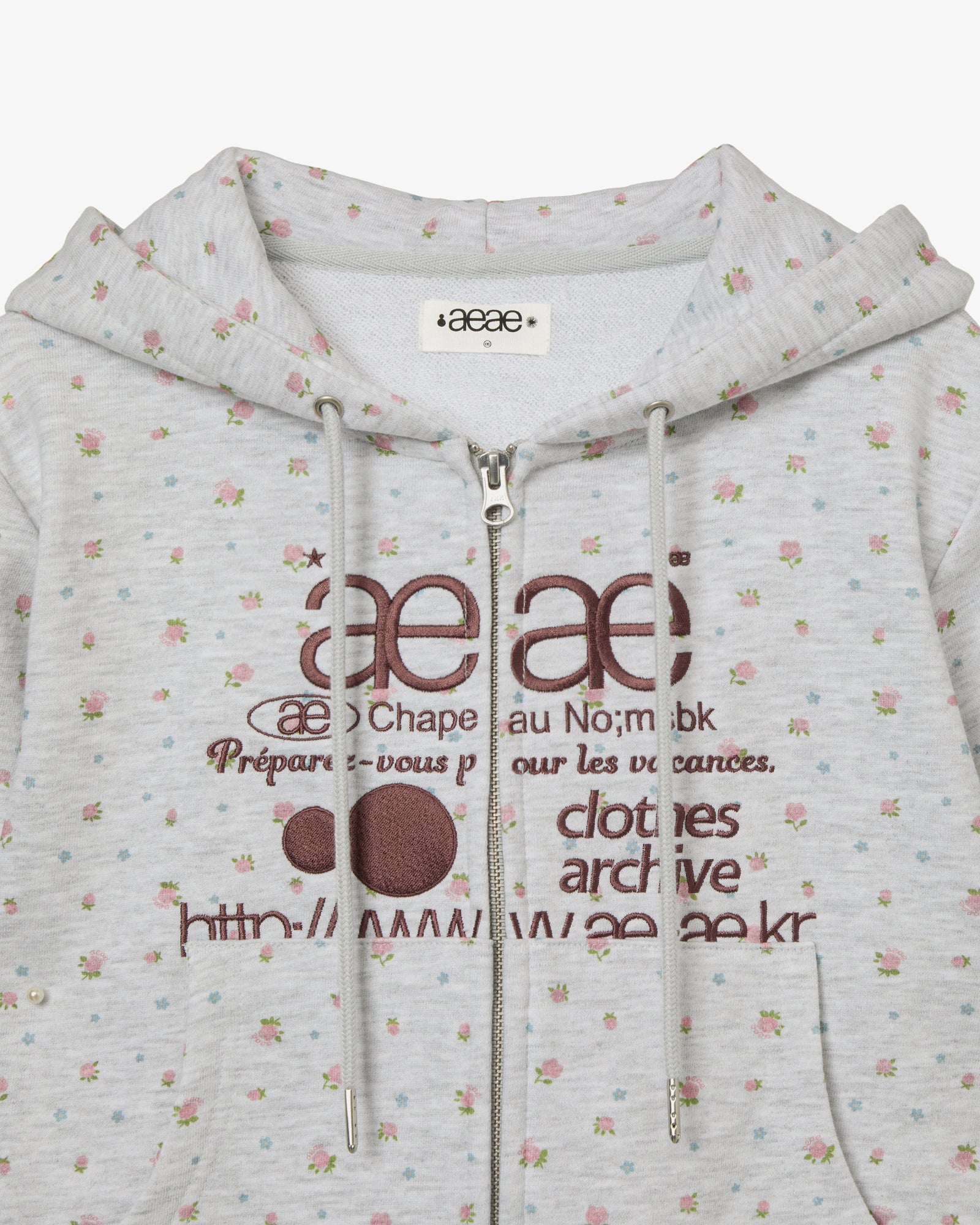 WEB LOGO FLOWER CROP HOOD ZIP-UP [PINK]