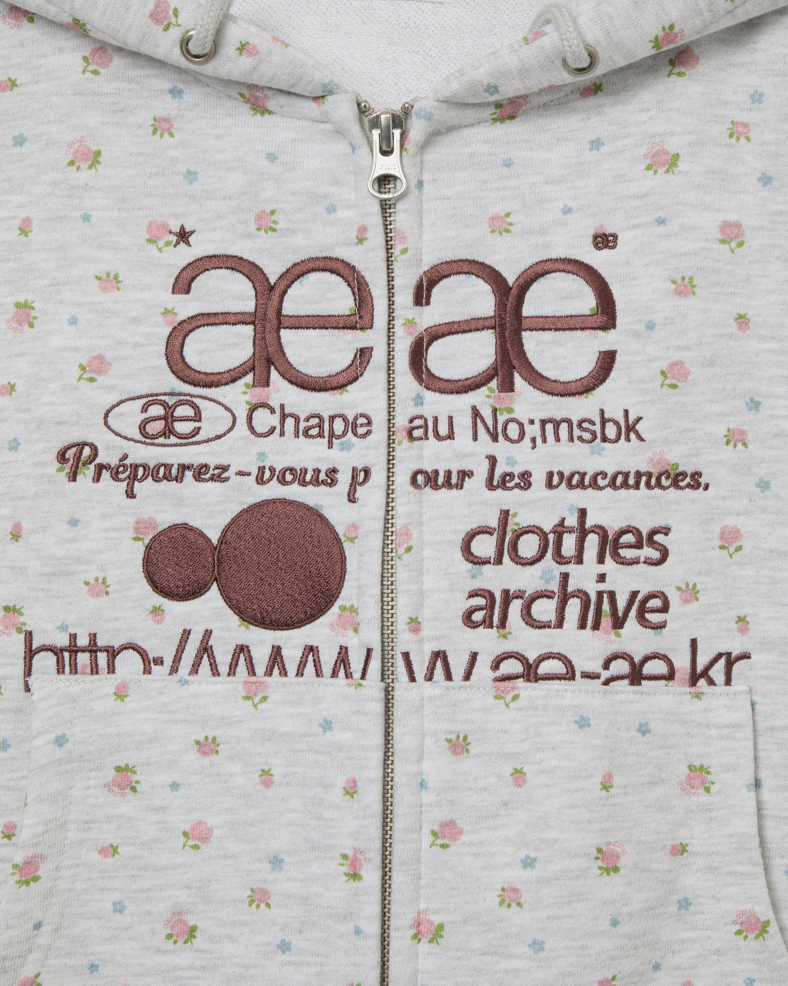 WEB LOGO FLOWER CROP HOOD ZIP-UP [PINK]