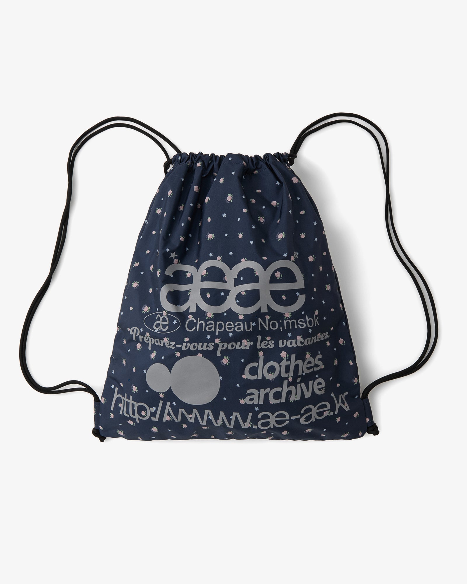 WEB LOGO FLOWER GYM SACK [NAVY]