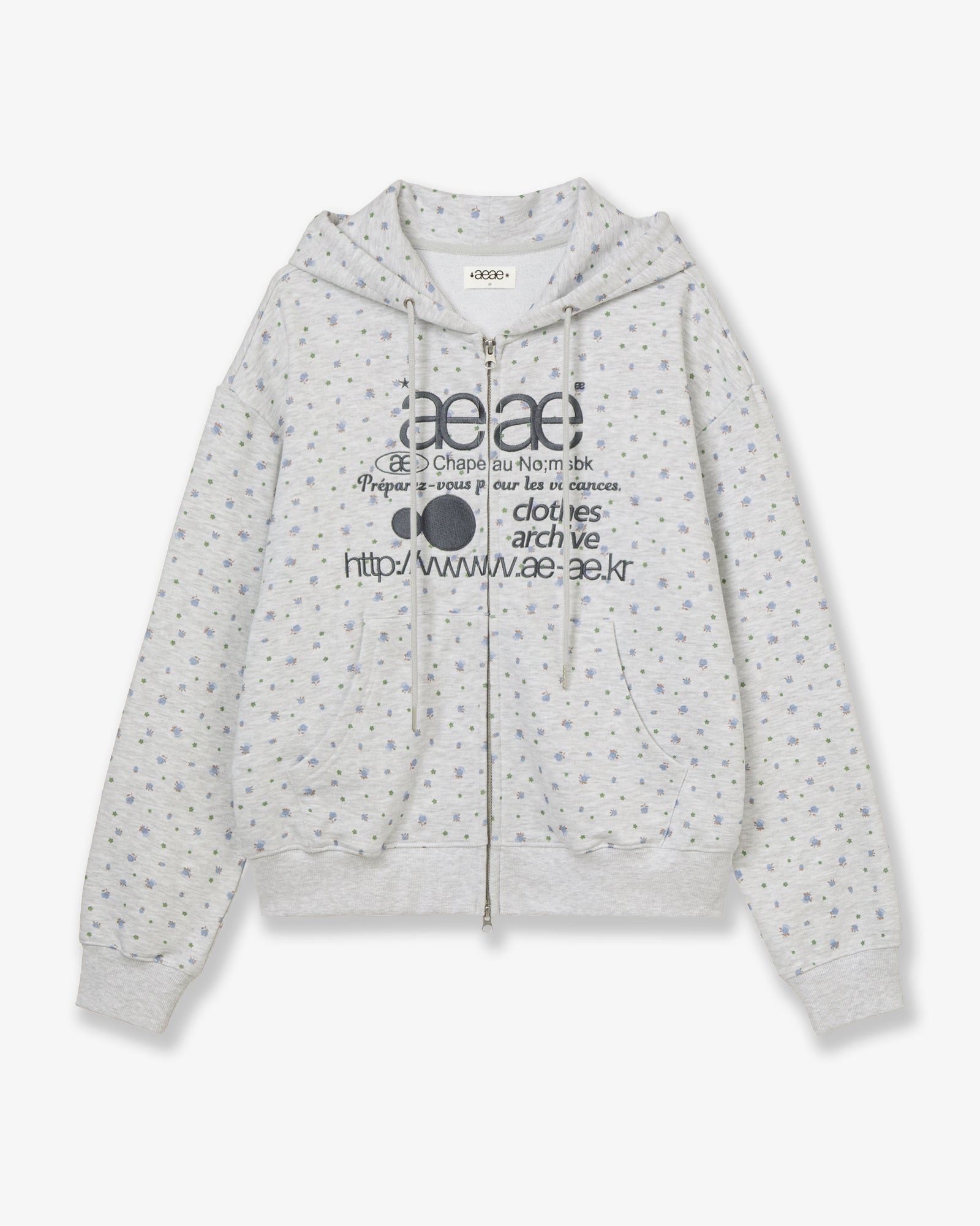 WEB LOGO FLOWER HOOD ZIP-UP [BLUE]