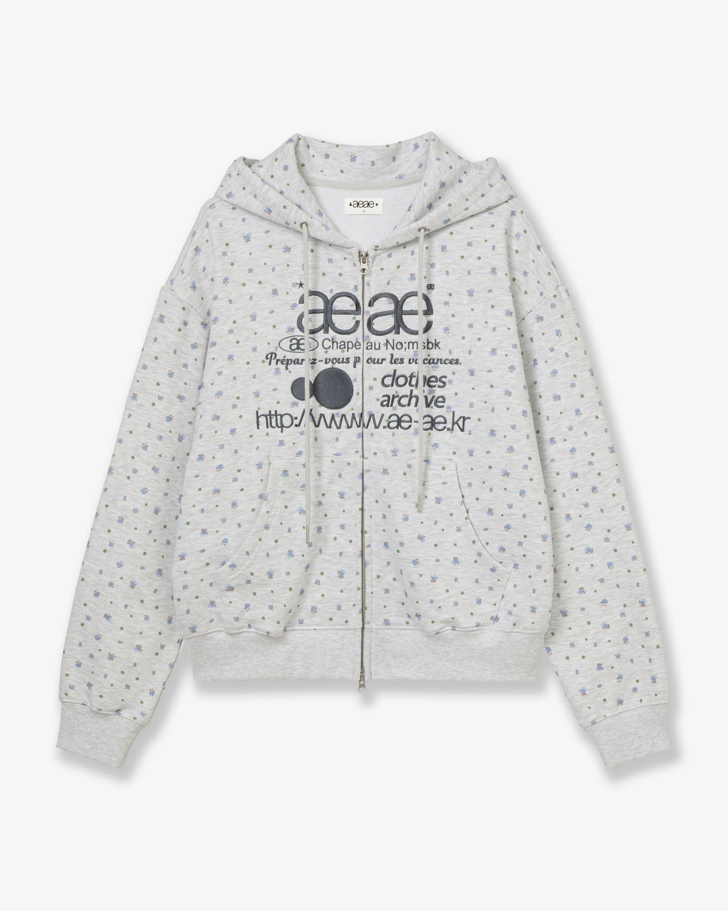WEB LOGO FLOWER HOOD ZIP-UP [BLUE]