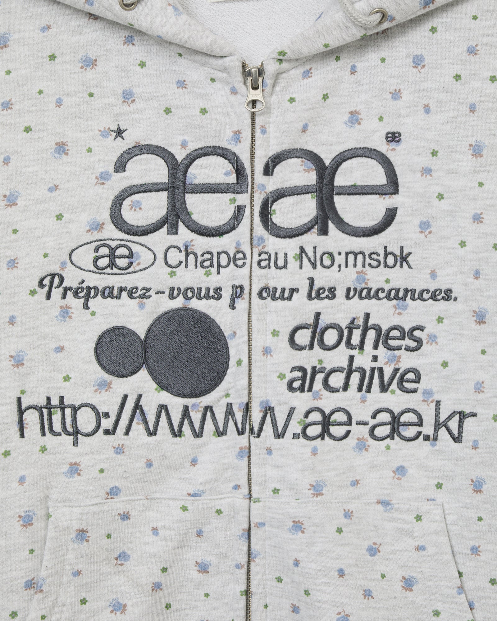 WEB LOGO FLOWER HOOD ZIP-UP [BLUE]