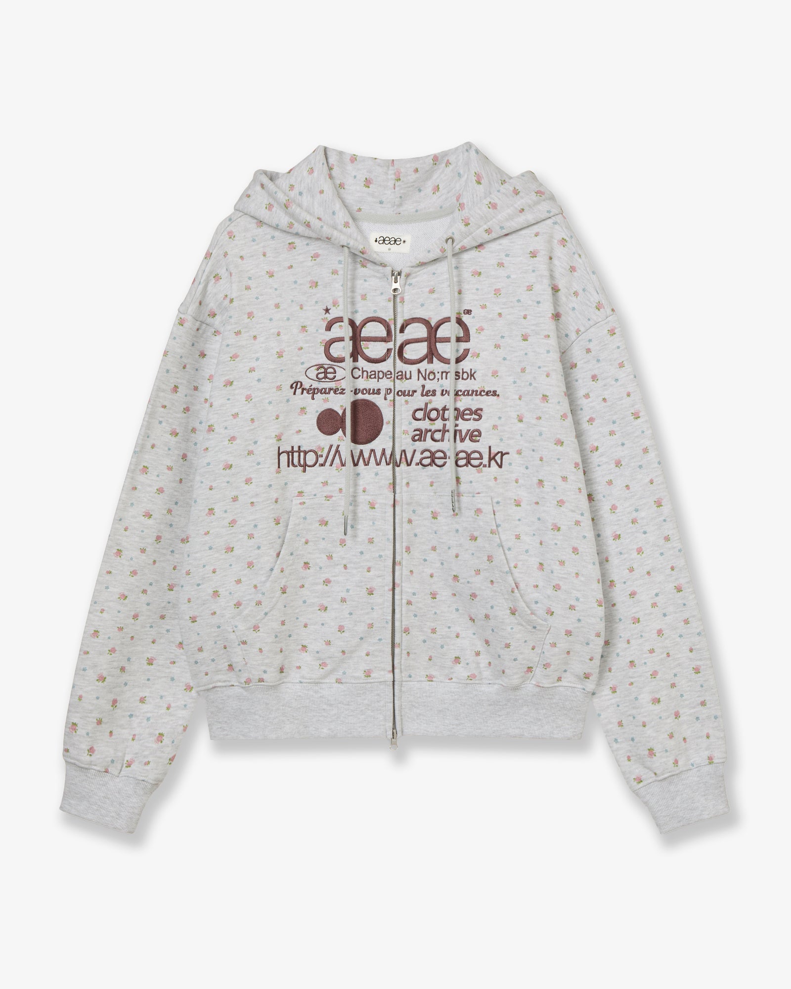 WEB LOGO FLOWER HOOD ZIP-UP [PINK]