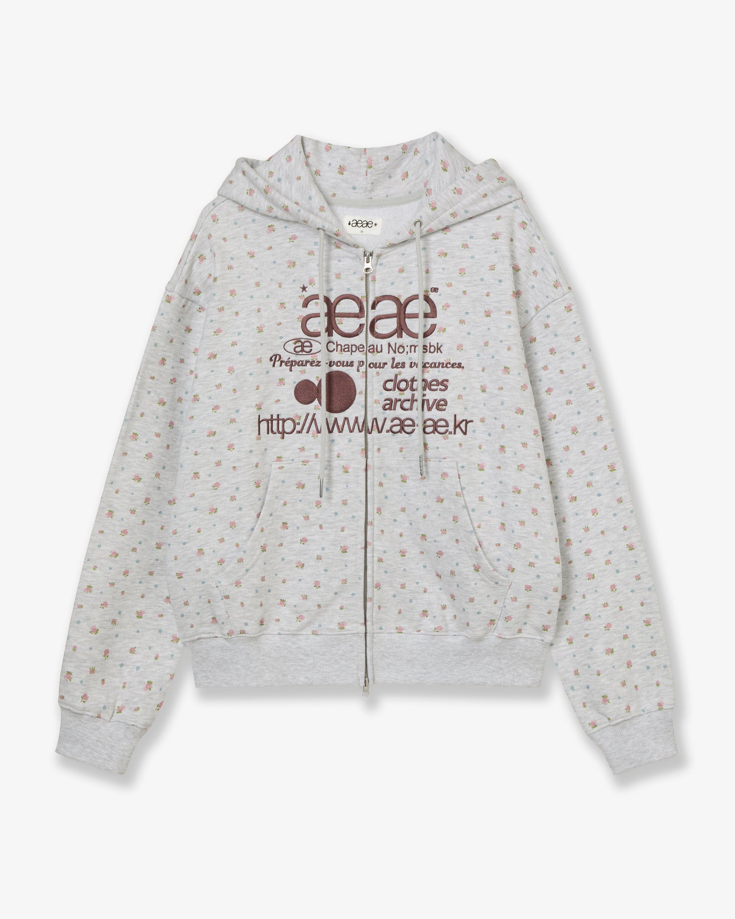 WEB LOGO FLOWER HOOD ZIP-UP [PINK]