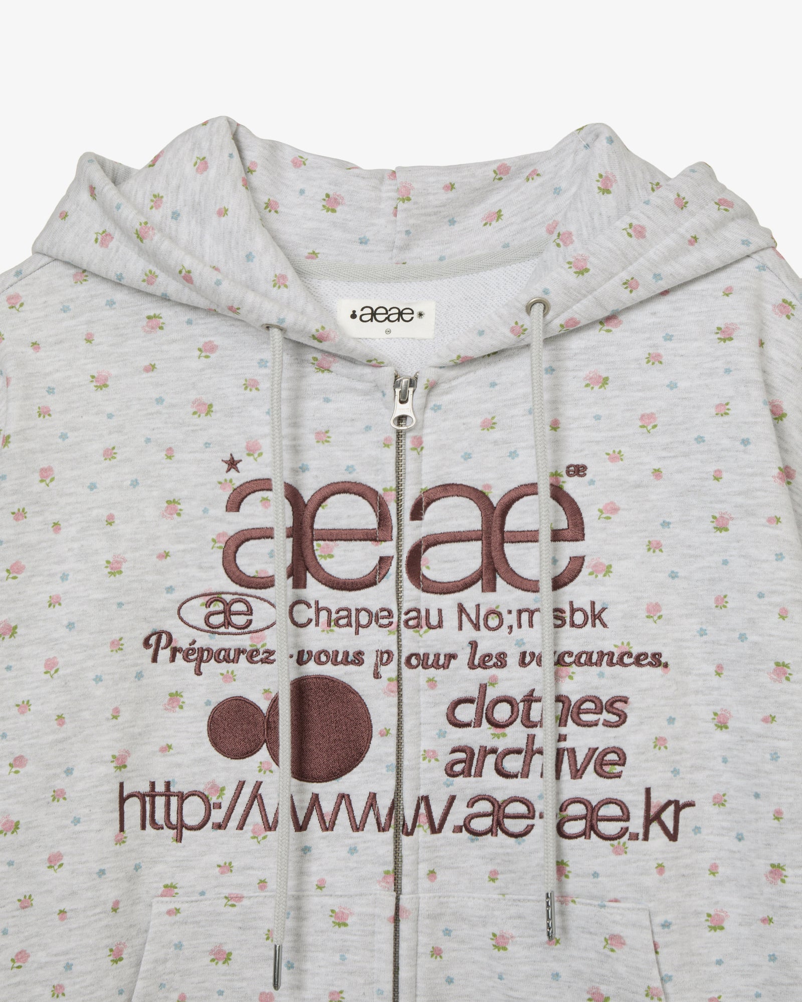 WEB LOGO FLOWER HOOD ZIP-UP [PINK]