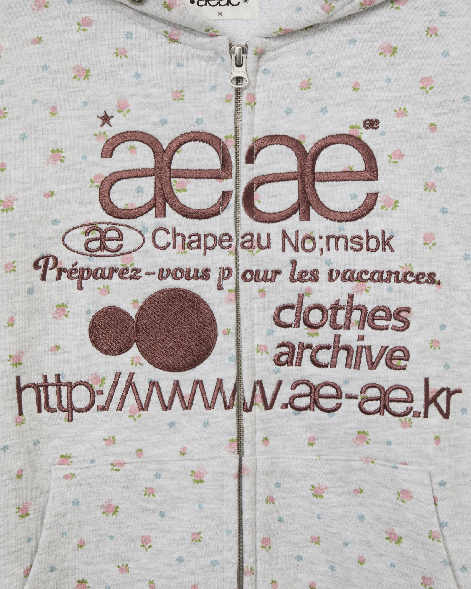 WEB LOGO FLOWER HOOD ZIP-UP [PINK]