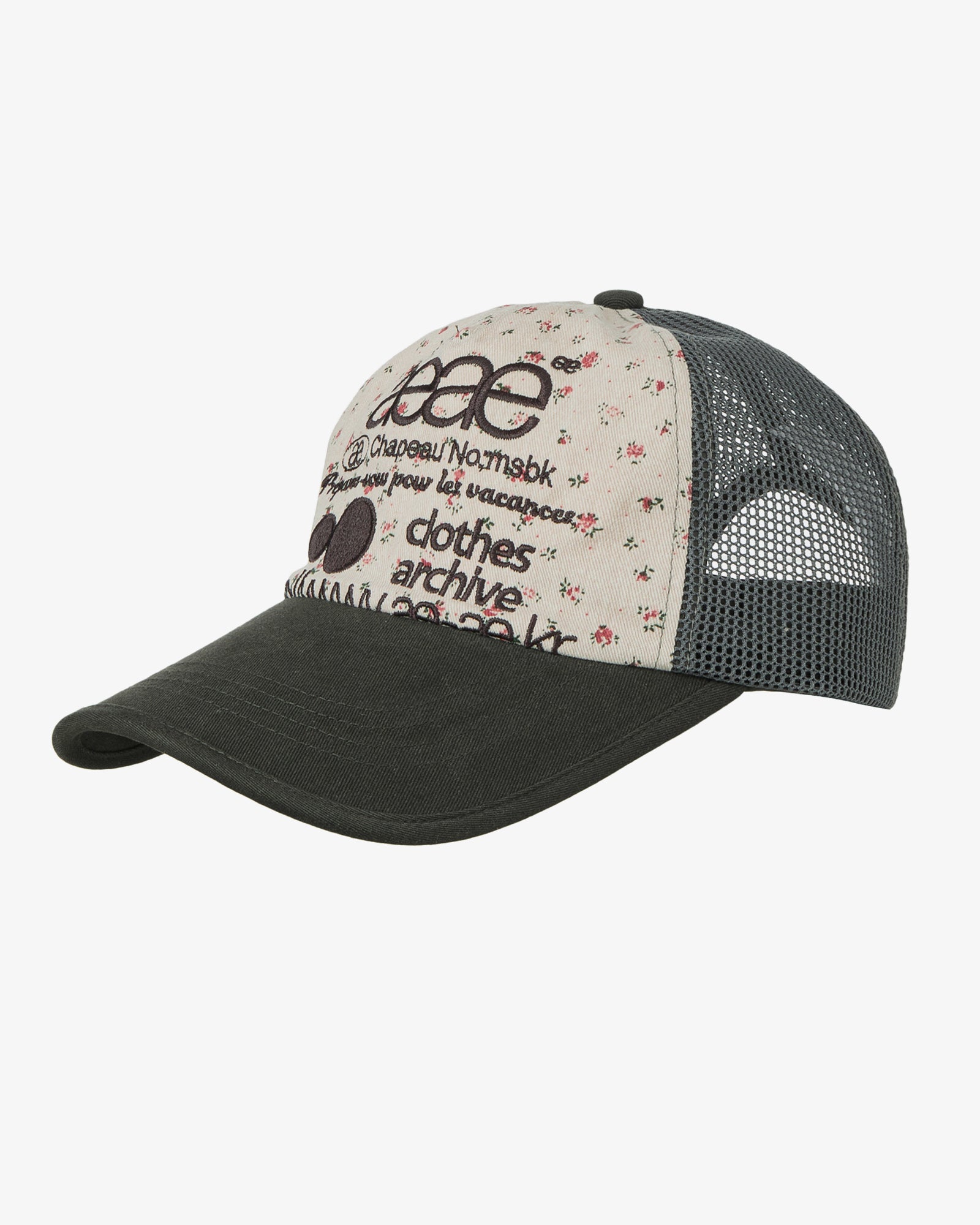 WEB LOGO FLOWER MESH CAP [BEIGE/DARK GREEN]