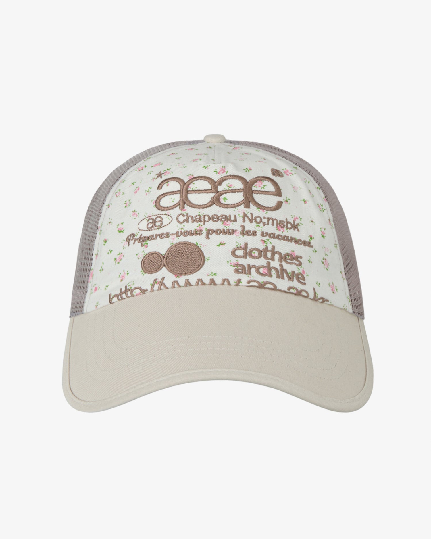 WEB LOGO FLOWER MESH CAP [WHITE/BEIGE]
