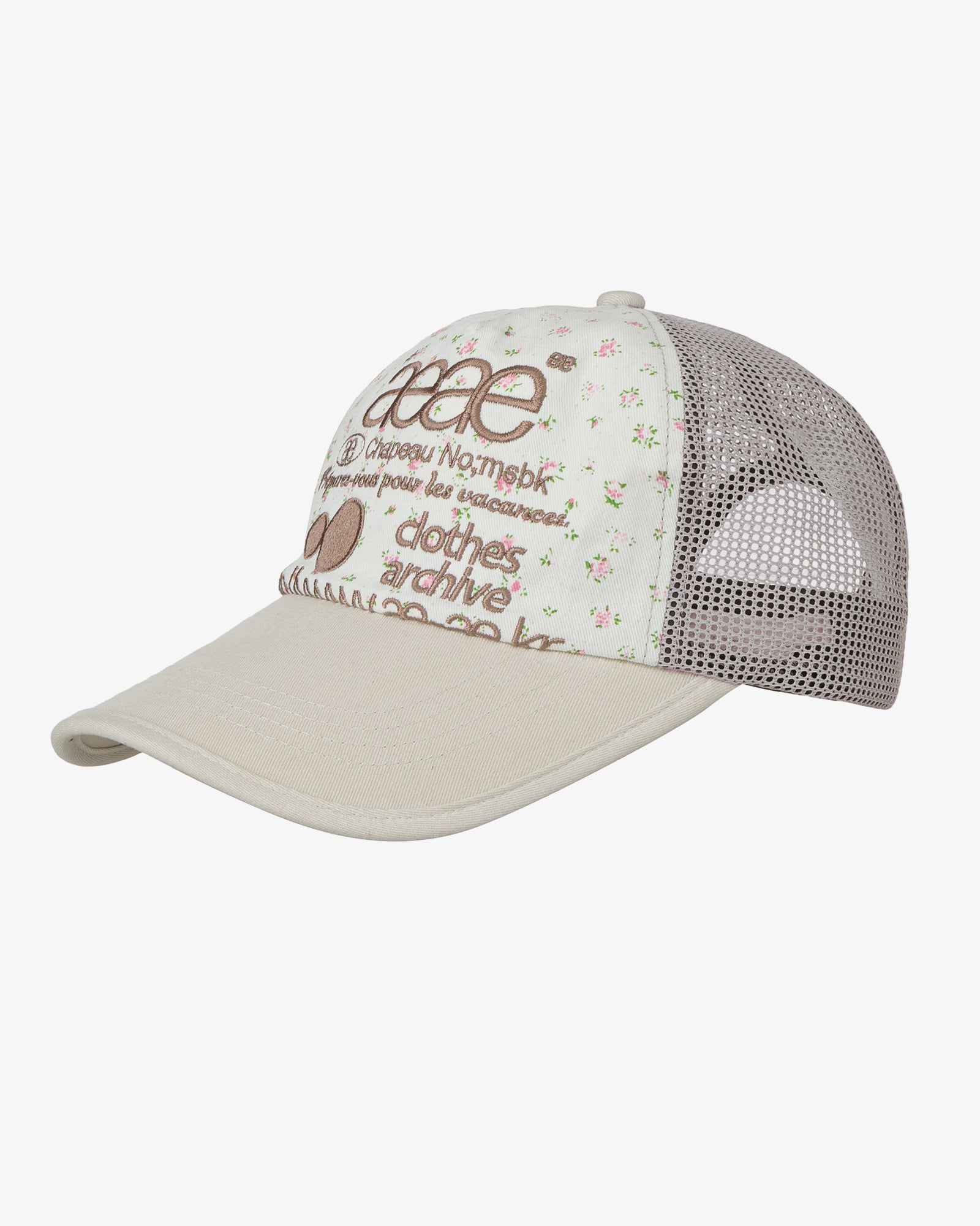 WEB LOGO FLOWER MESH CAP [WHITE/BEIGE]