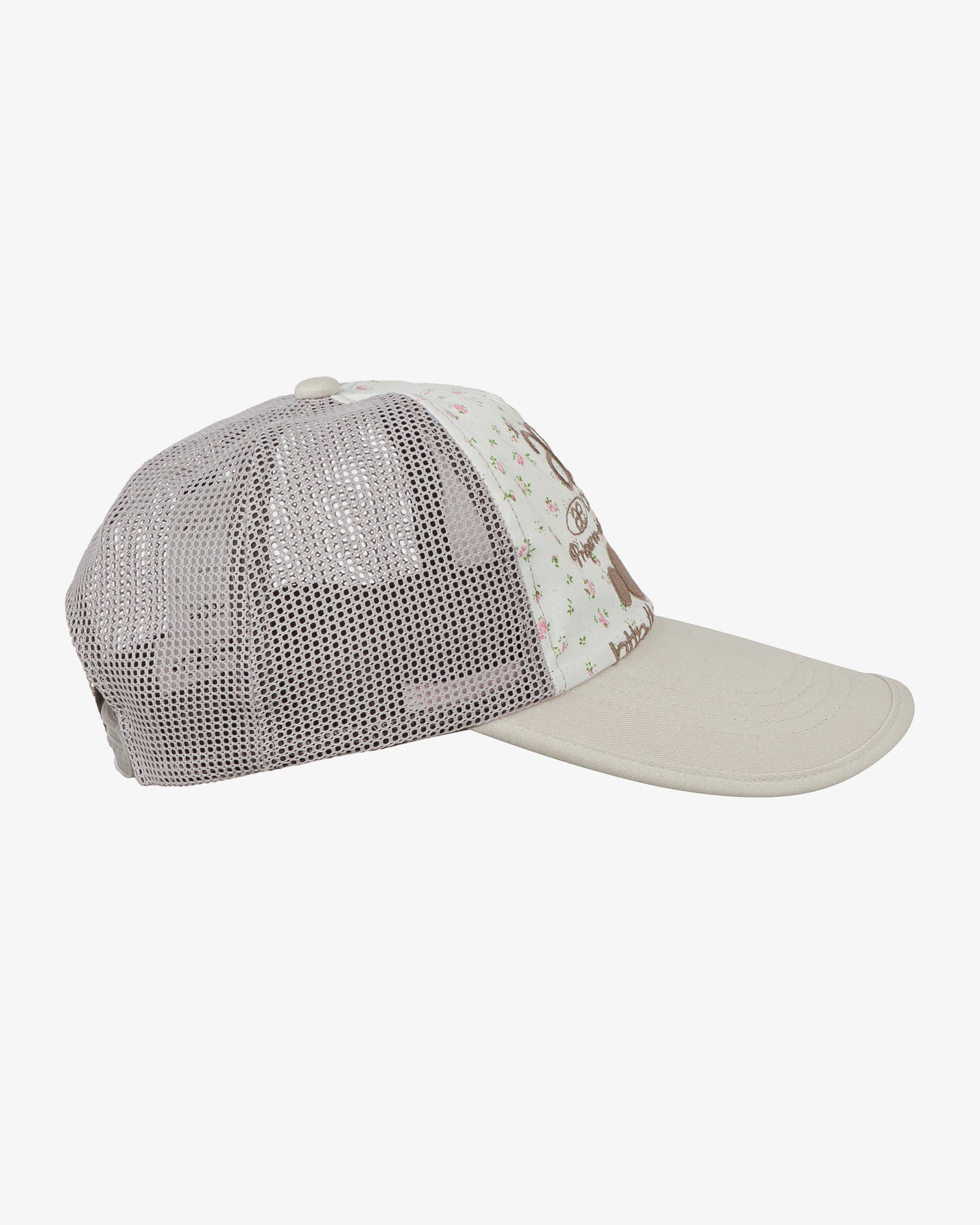 WEB LOGO FLOWER MESH CAP [WHITE/BEIGE]