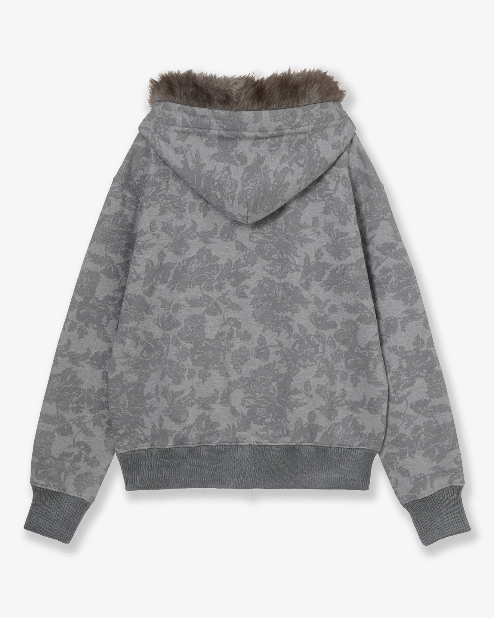 WEB LOGO FUR HOOD ZIP UP [GREY]