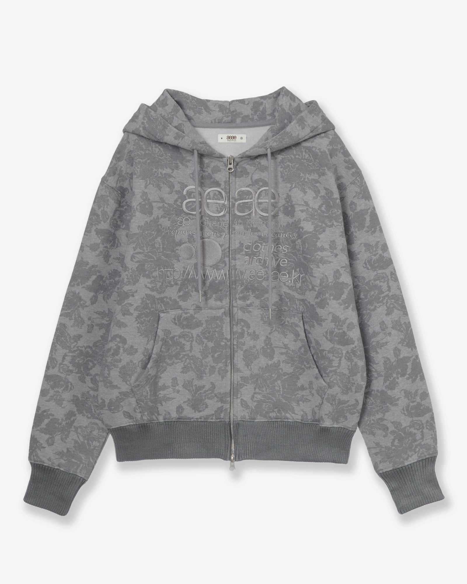 WEB LOGO FUR HOOD ZIP UP [GREY]