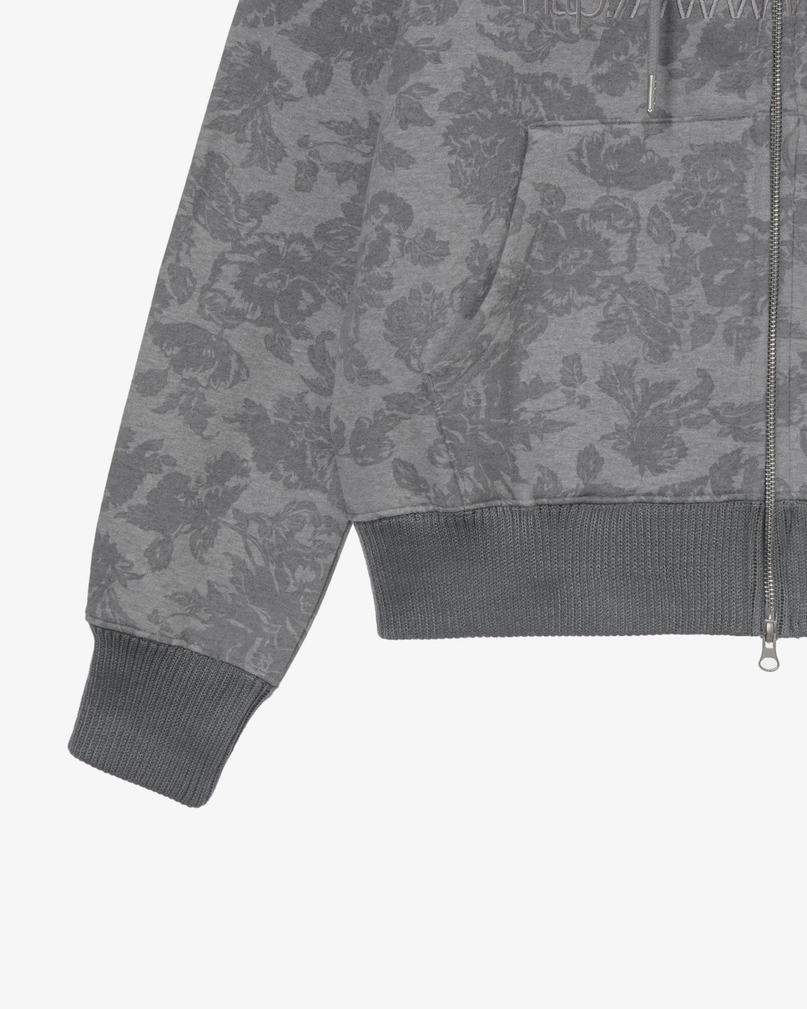 WEB LOGO FUR HOOD ZIP UP [GREY]