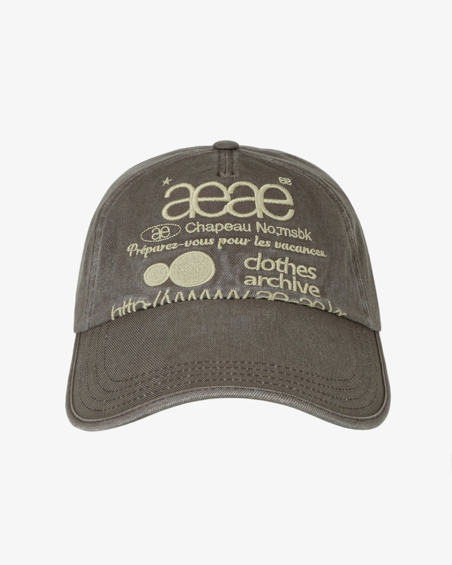 WEB LOGO WASHED 5 PANNEL BALL CAP [BROWN]