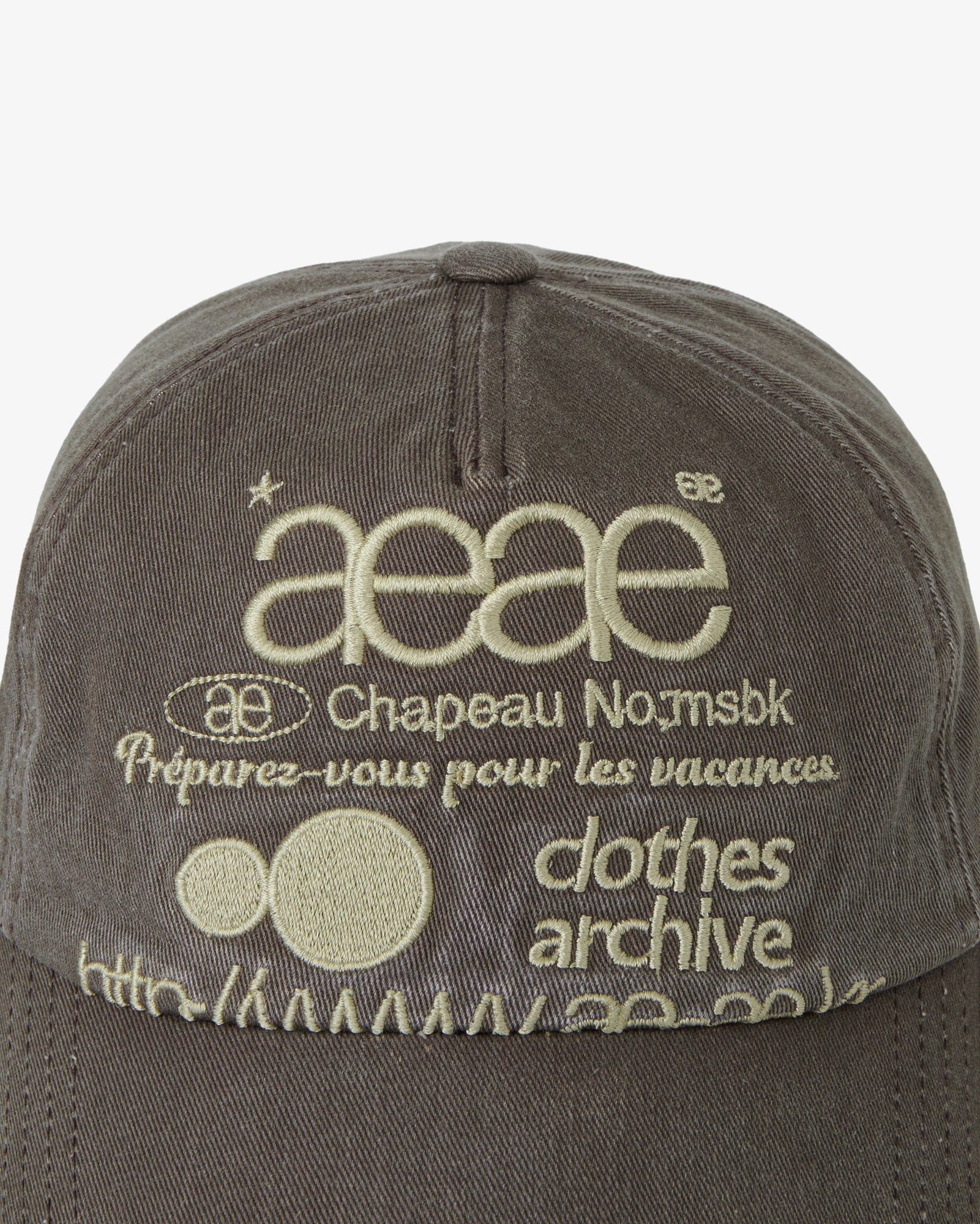 WEB LOGO WASHED 5 PANNEL BALL CAP [BROWN]