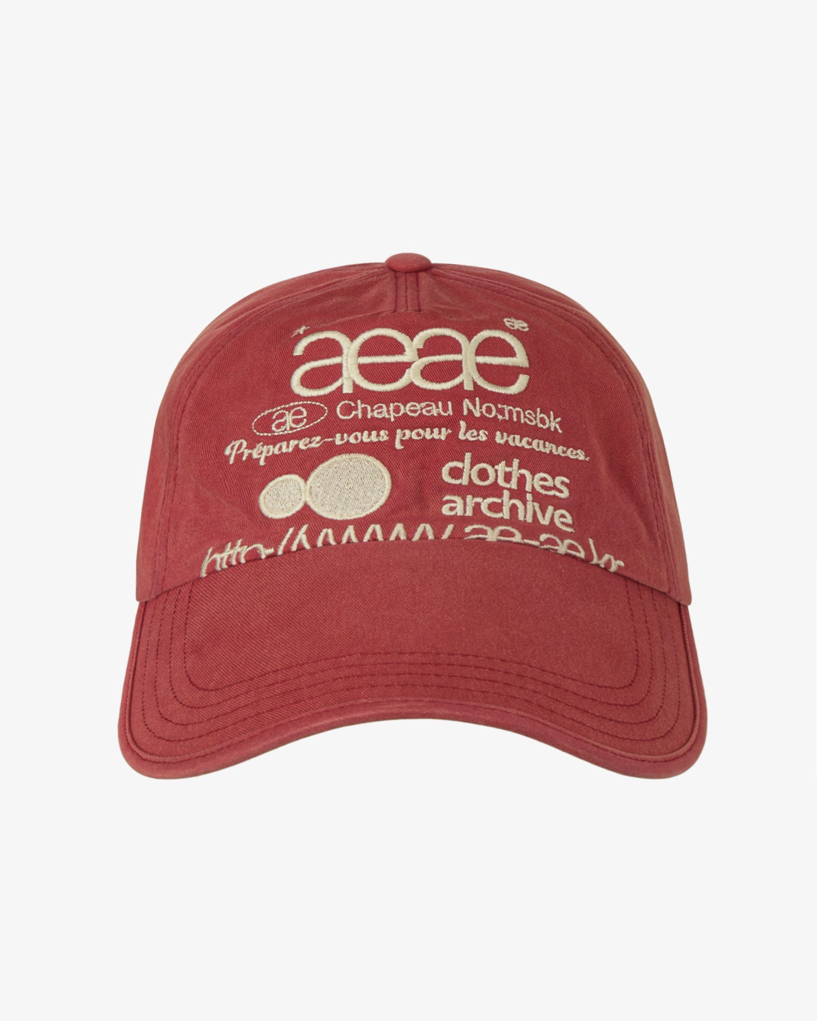 WEB LOGO WASHED 5 PANNEL BALL CAP [RED]