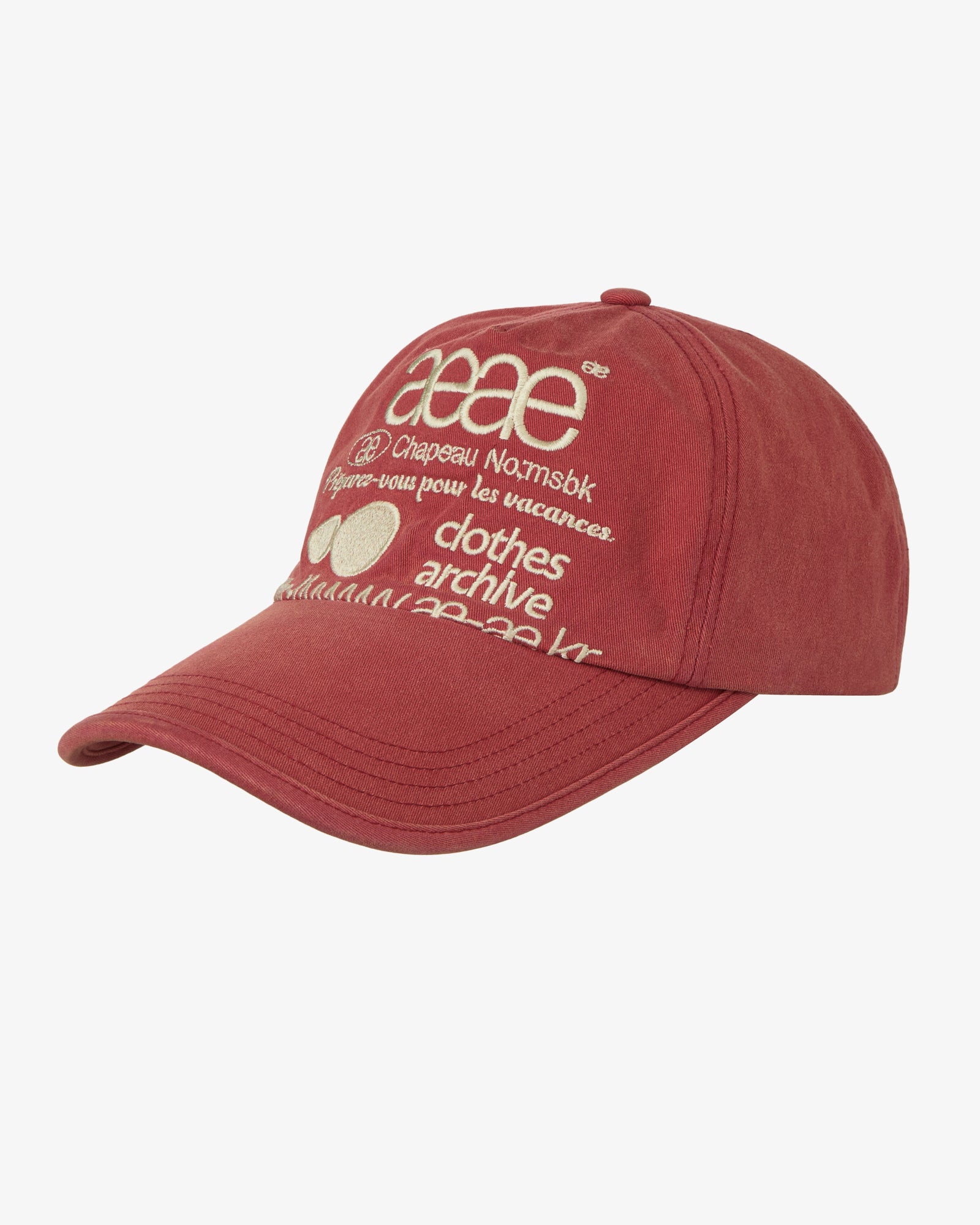 WEB LOGO WASHED 5 PANNEL BALL CAP [RED]