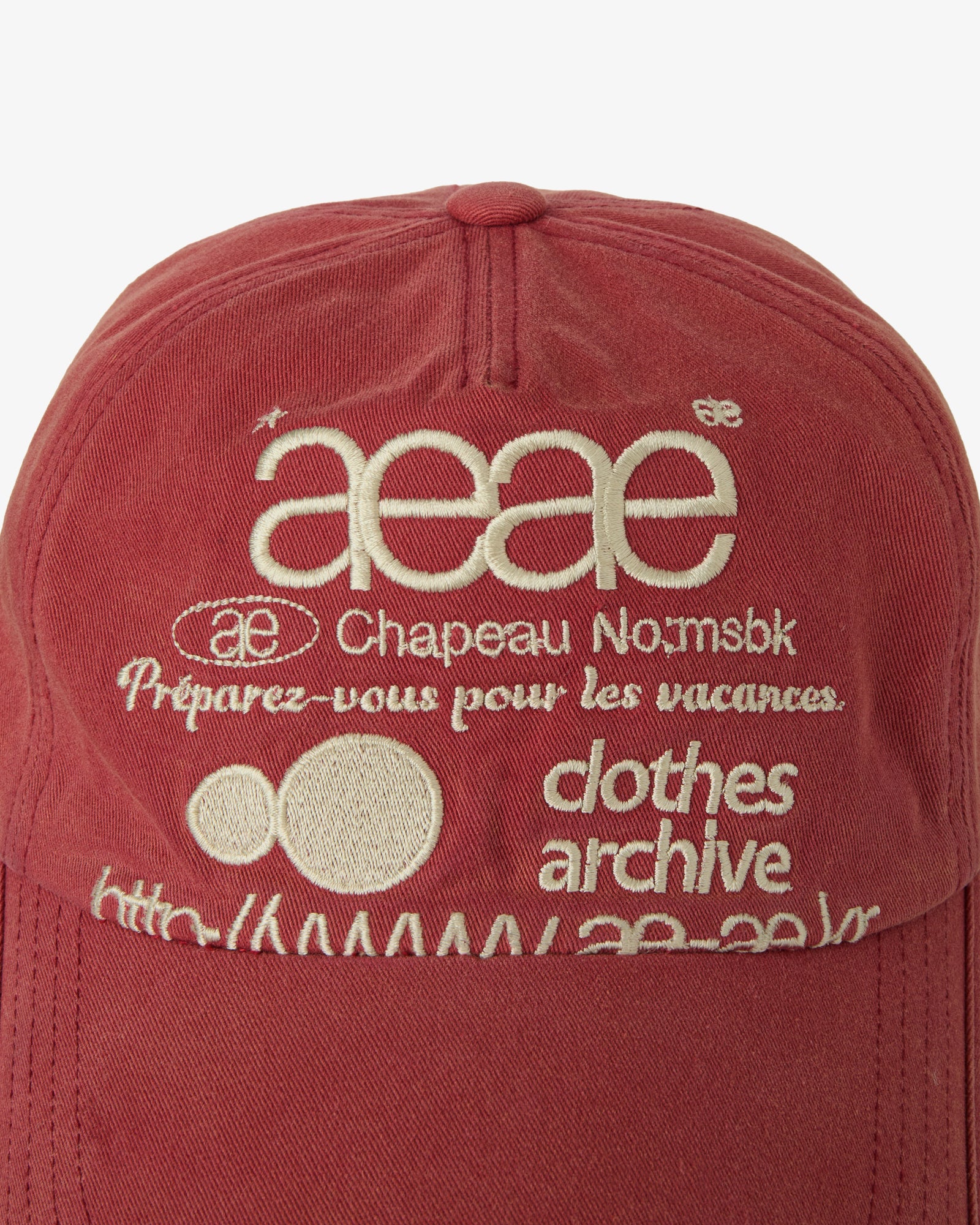 WEB LOGO WASHED 5 PANNEL BALL CAP [RED]