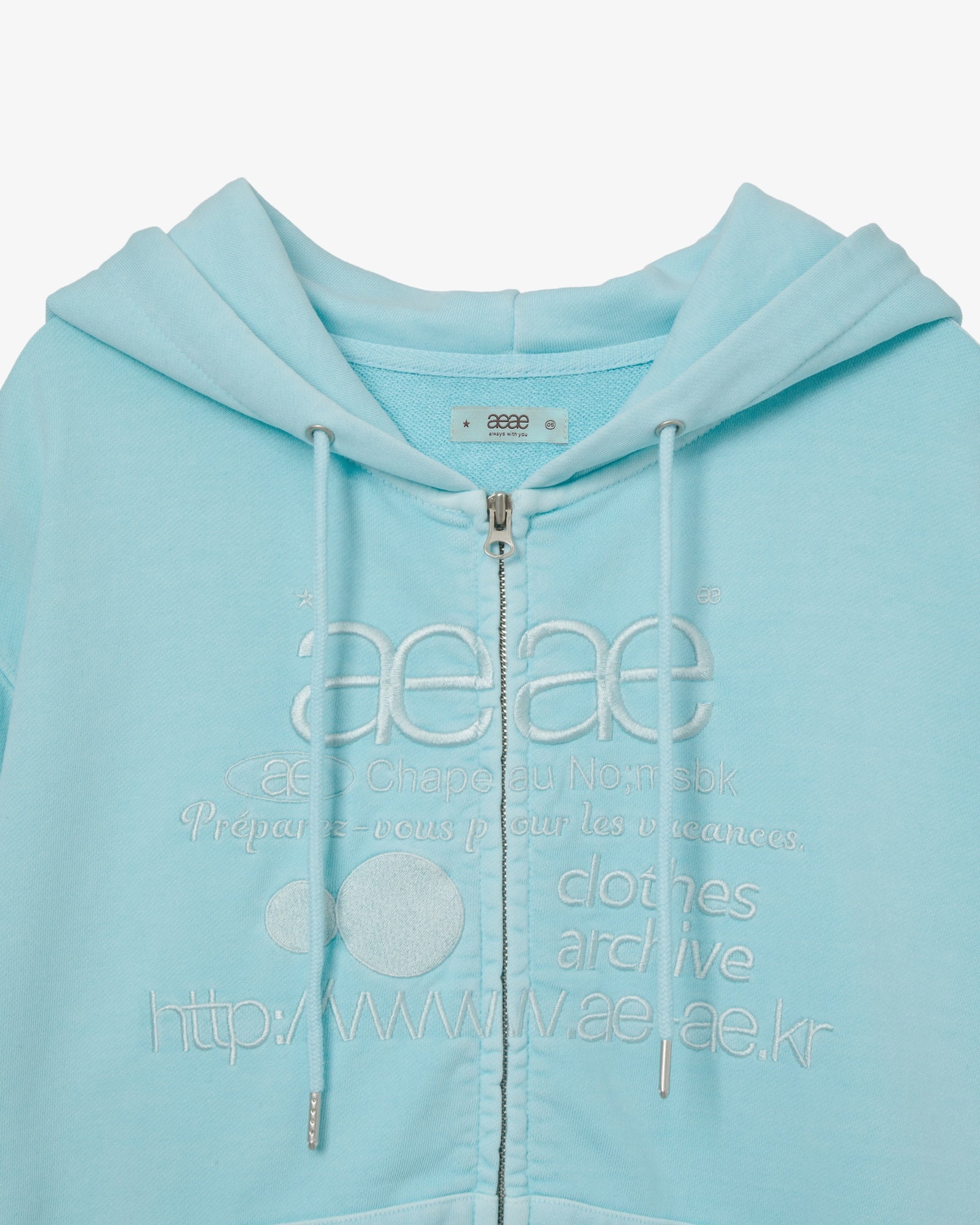 WEB LOGO WASHED HOOD ZIP UP [BLUE]