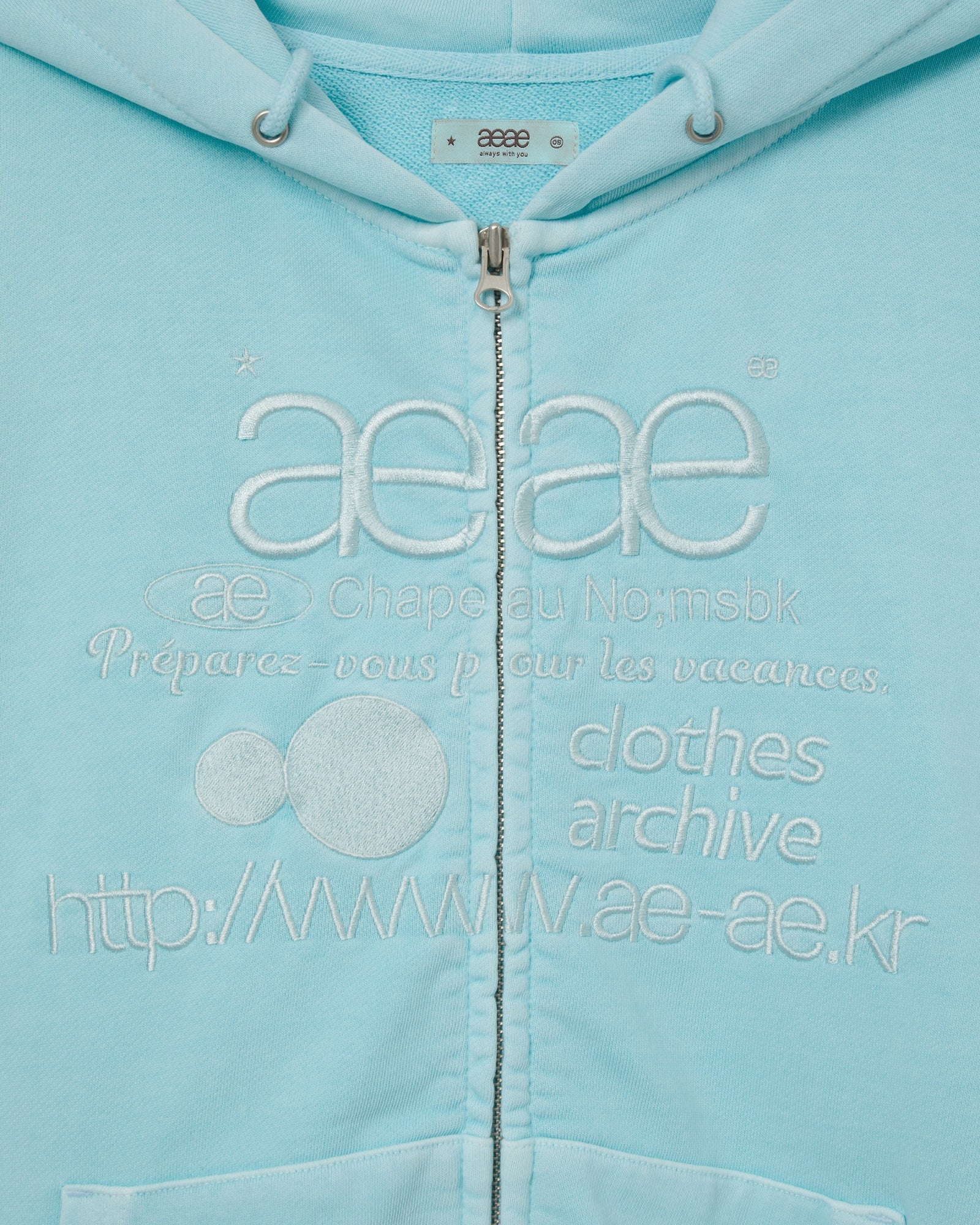 WEB LOGO WASHED HOOD ZIP UP [BLUE]