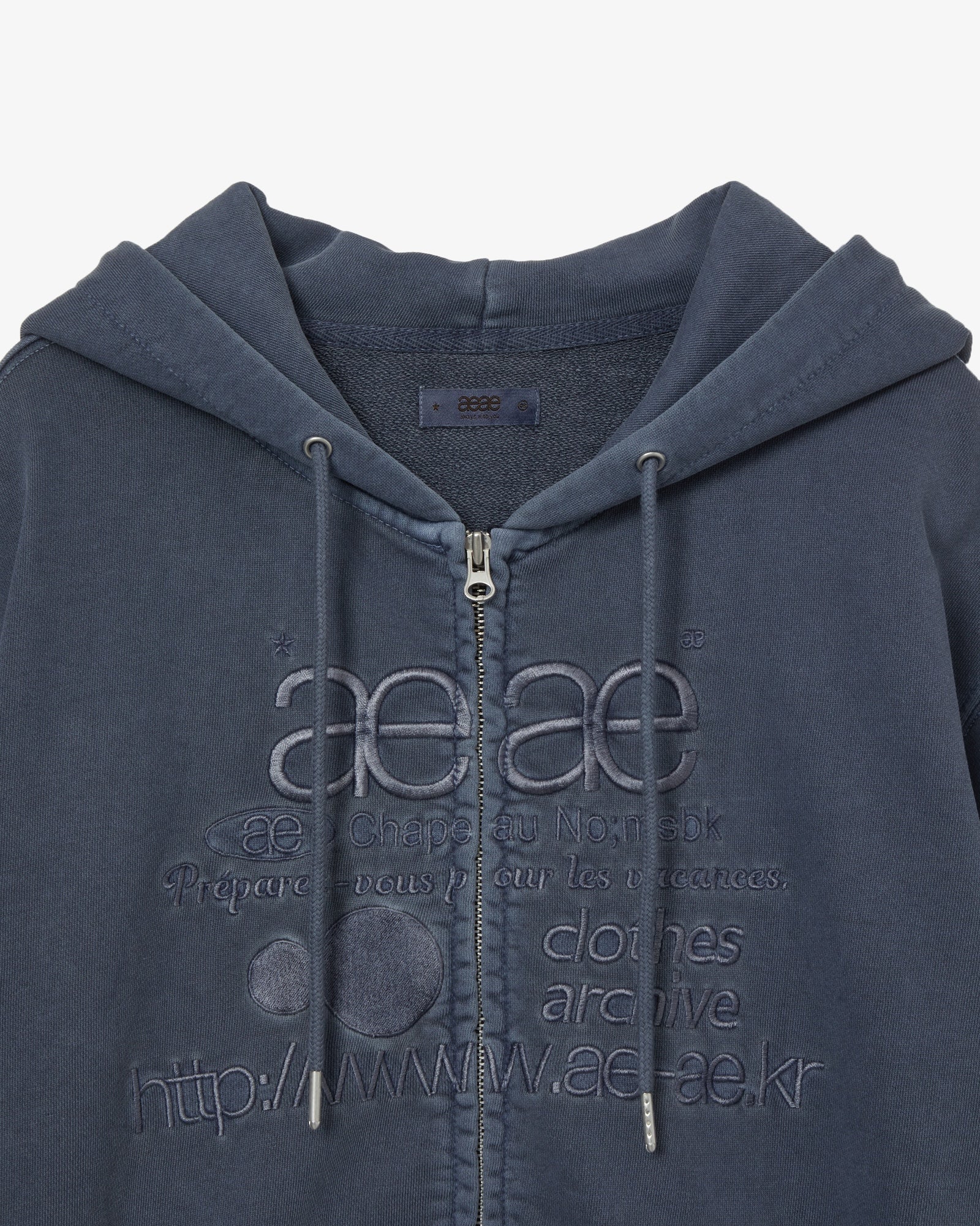 WEB LOGO WASHED HOOD ZIP UP [NAVY]