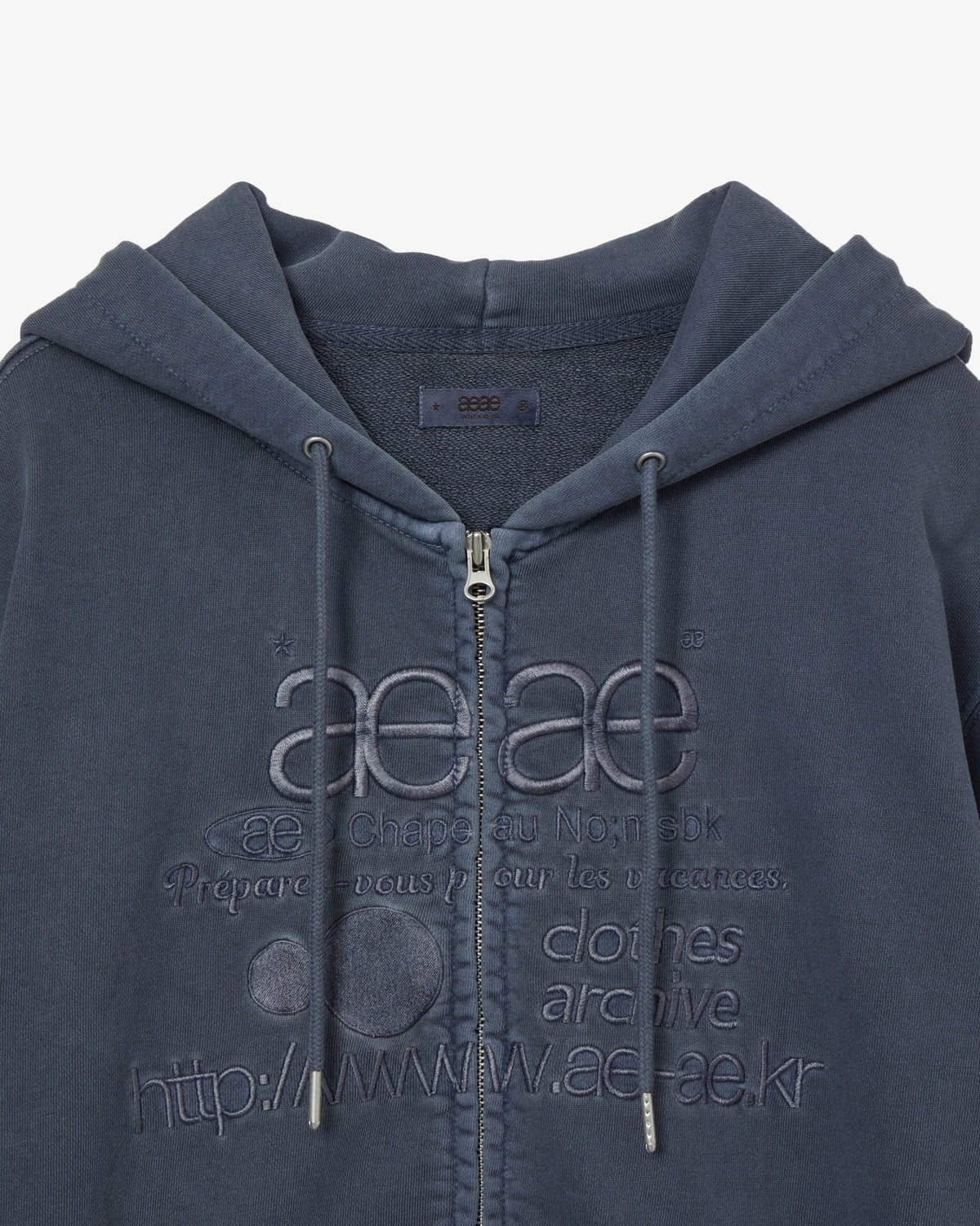 WEB LOGO WASHED HOOD ZIP UP [NAVY]
