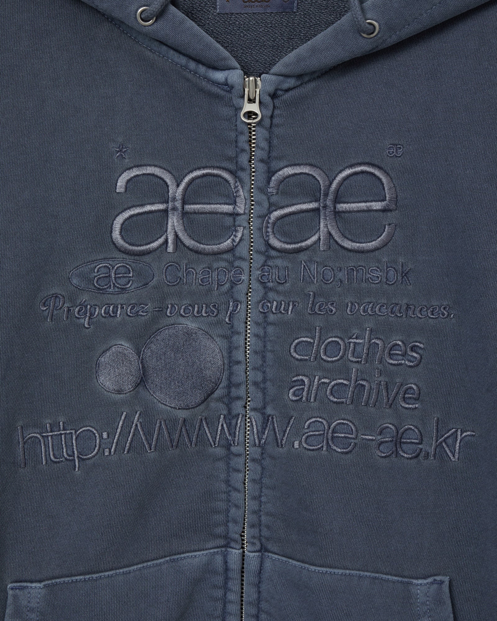 WEB LOGO WASHED HOOD ZIP UP [NAVY]