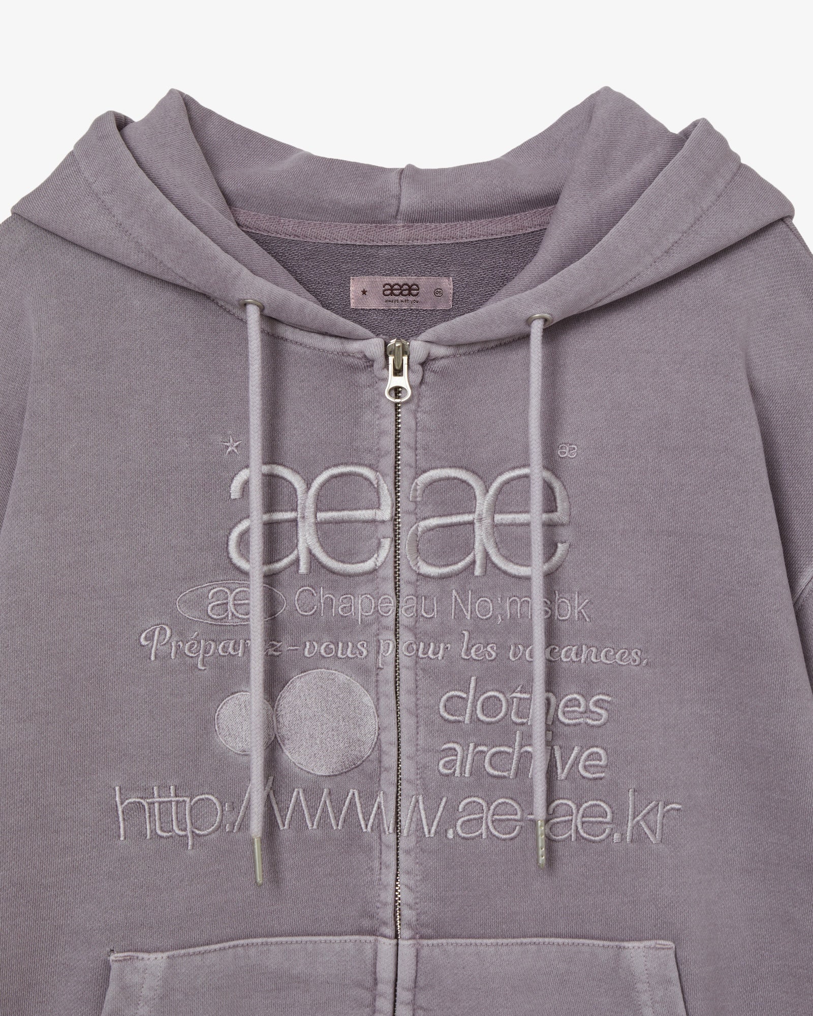 WEB LOGO WASHED HOOD ZIP UP [PURPLE GREY]