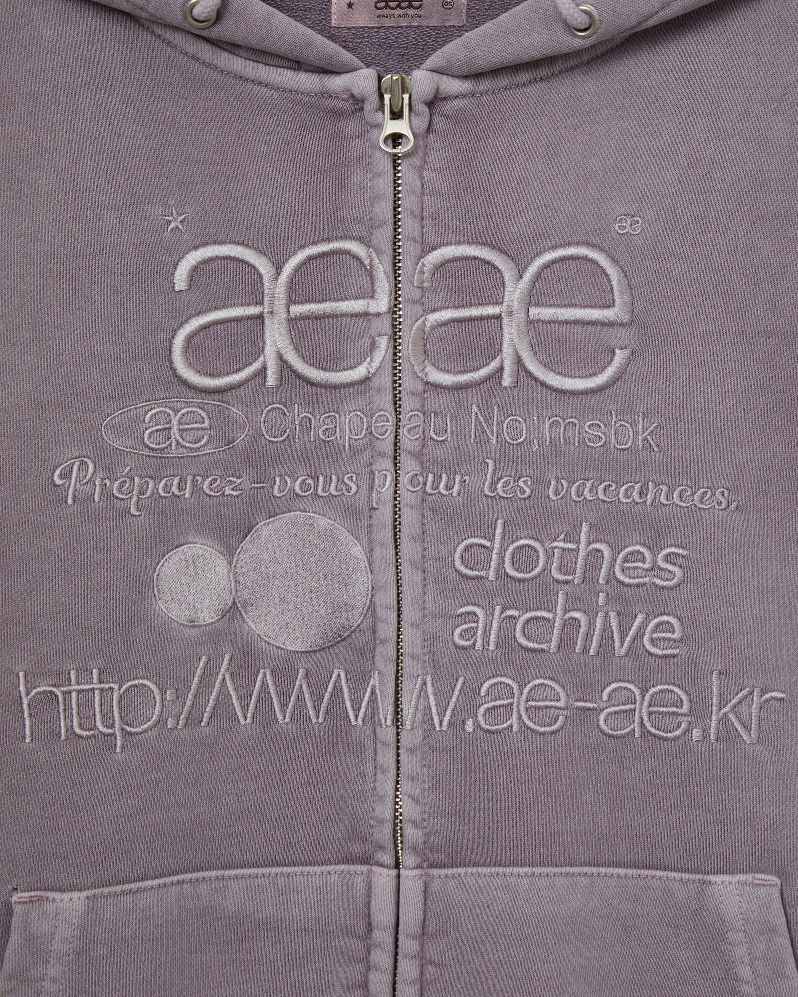 WEB LOGO WASHED HOOD ZIP UP [PURPLE GREY]