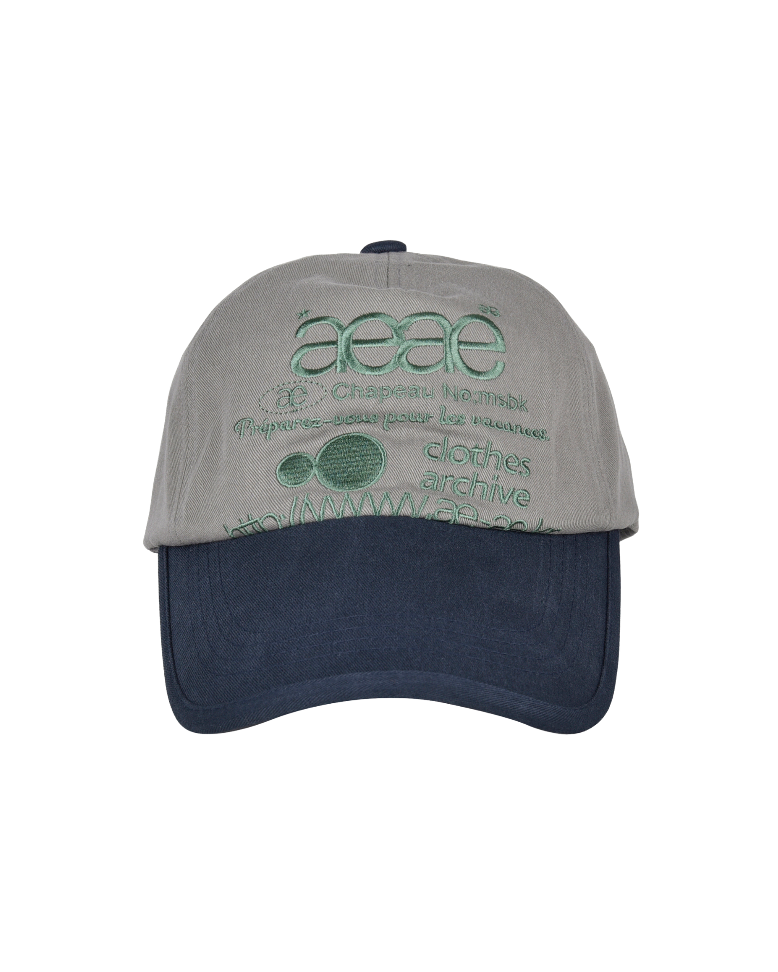 WEB LOGO 5 PANNEL BALL CAP [GREY/NAVY]