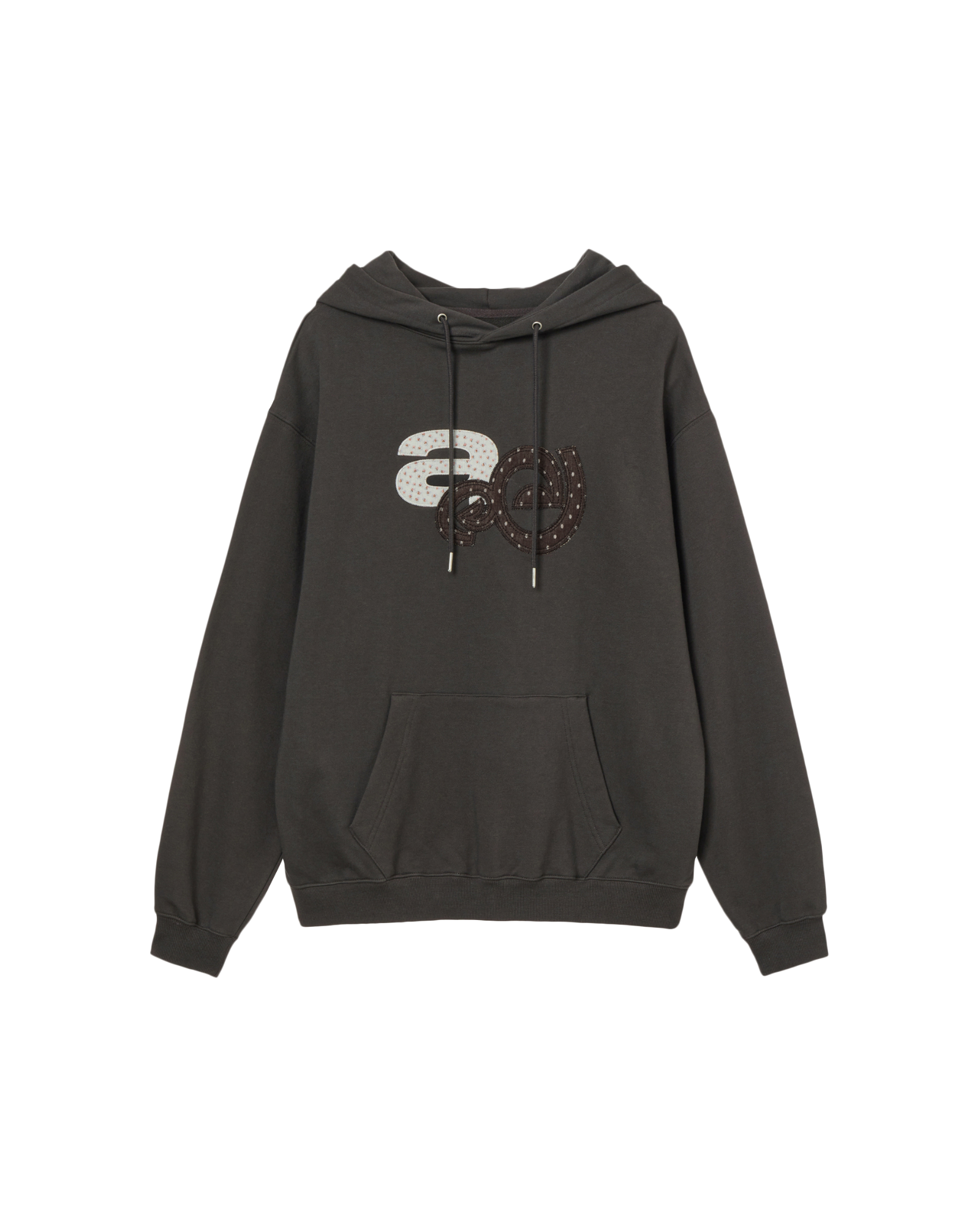 APPLIQUE FLOWER LOGO HOODIE [DARK BROWN]